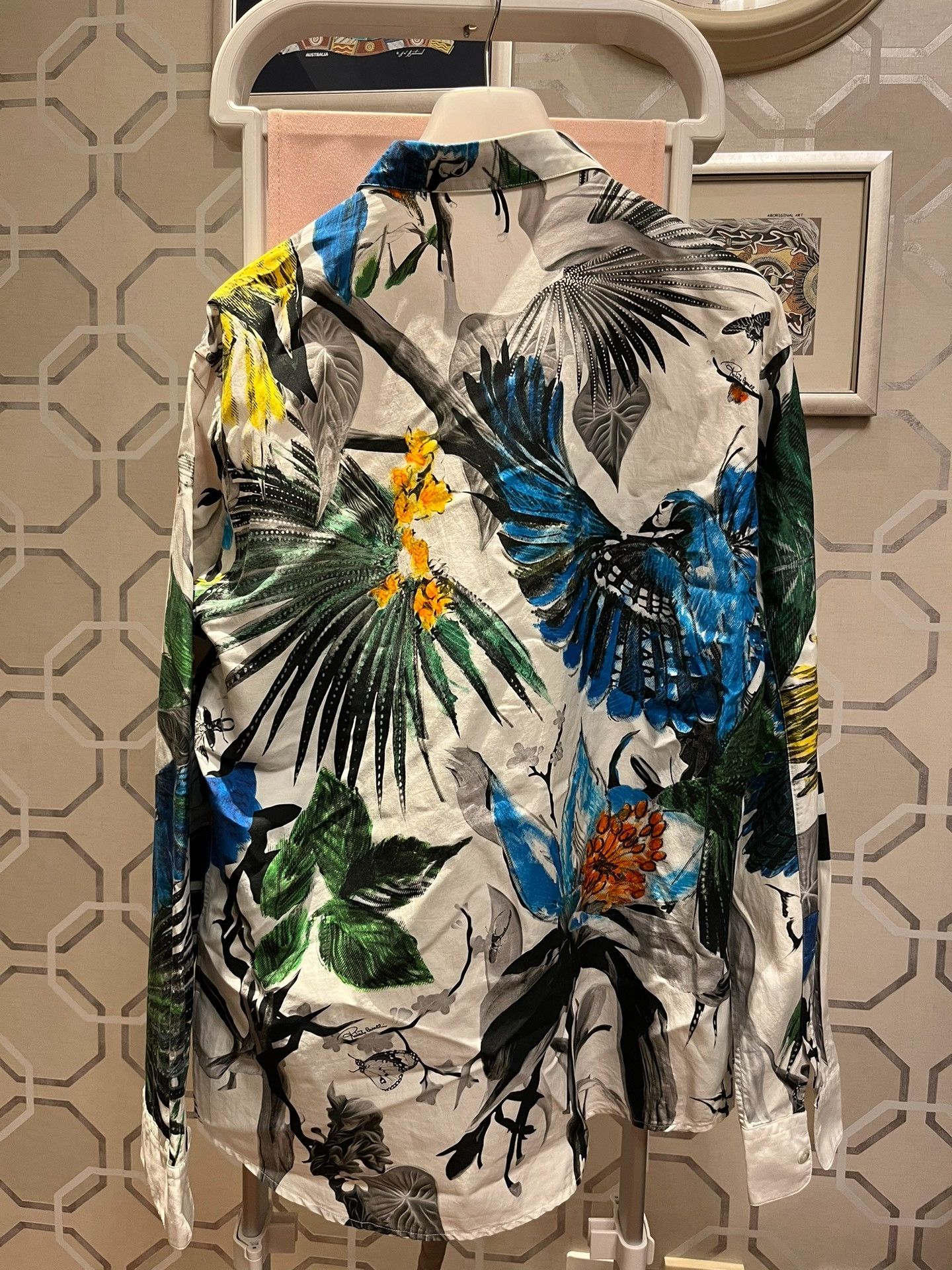 Roberto Cavalli Roberto Cavalli Silk-Cotton Tropical Print Shirt Size US M / EU 48-50 / 2 - 2 Thumbnail