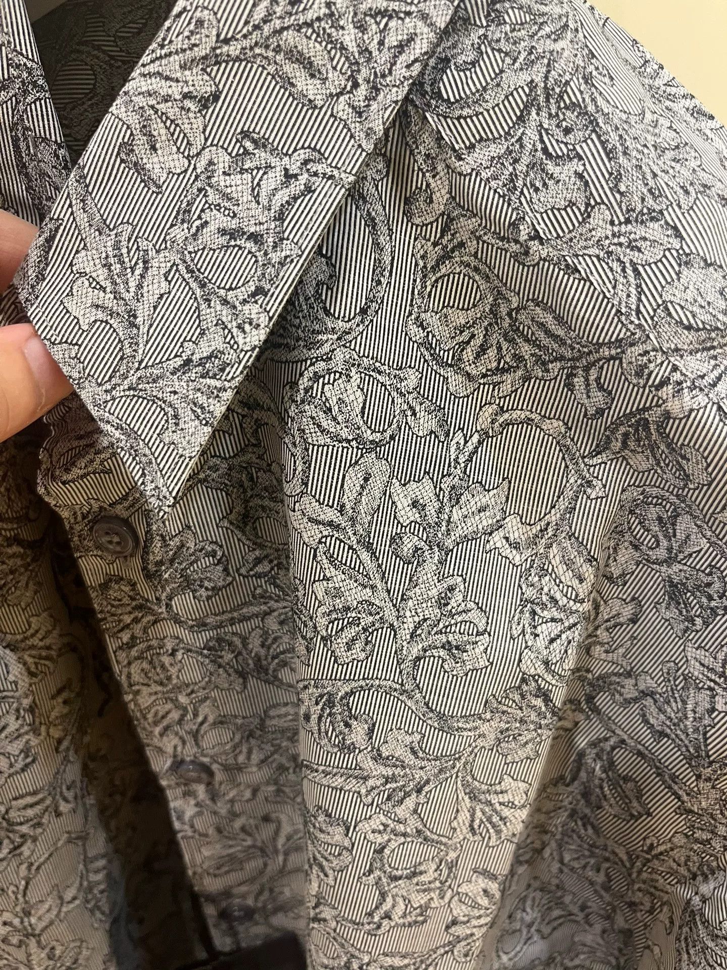 Versace Versace Gray Baroque Print Shirt Size US XXS / EU 40 - 7 Thumbnail