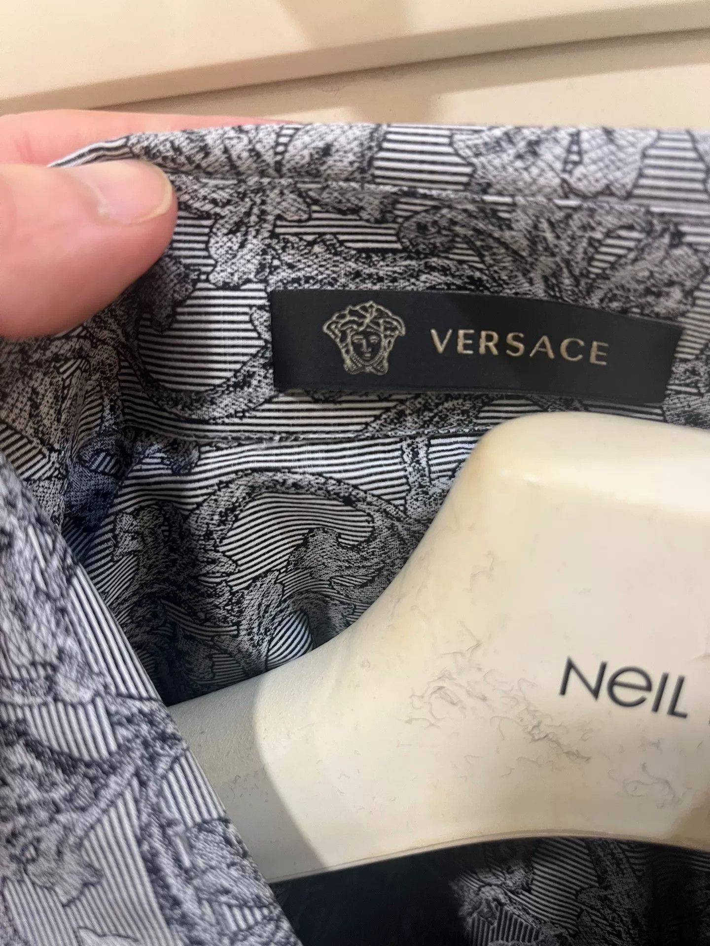 Versace Versace Gray Baroque Print Shirt Size US XXS / EU 40 - 3 Thumbnail