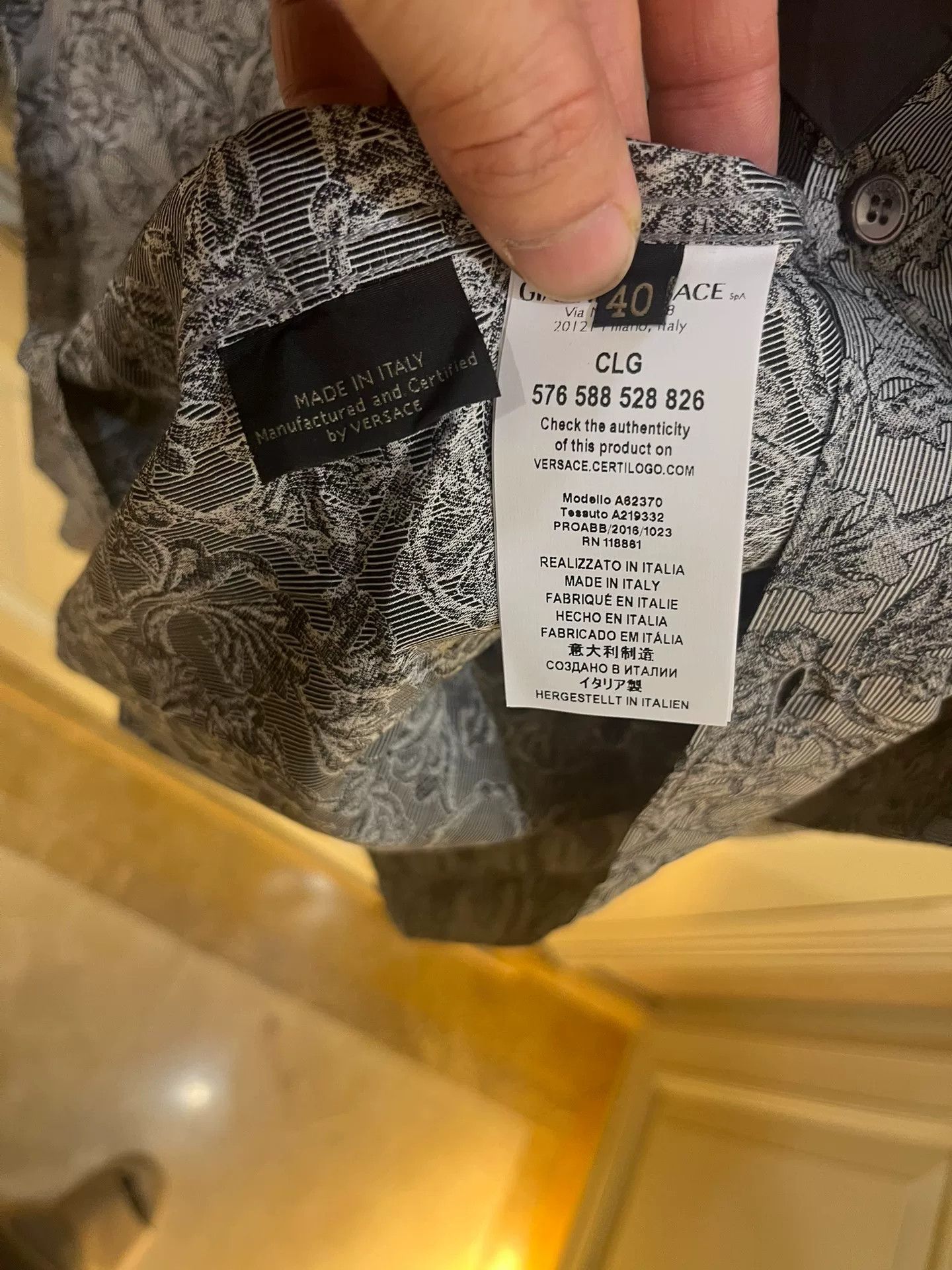 Versace Versace Gray Baroque Print Shirt Size US XXS / EU 40 - 4 Thumbnail