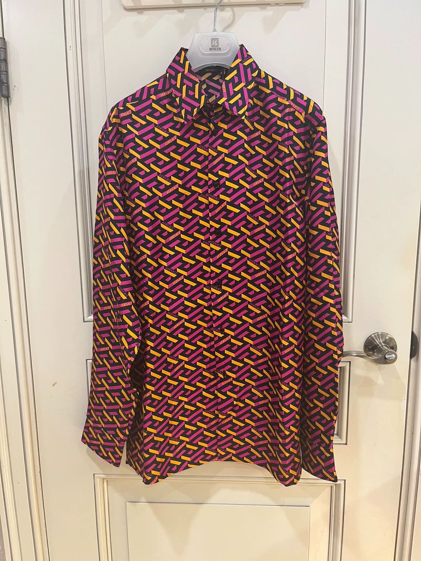 Versace Versace La Greca Print Silk Shirt Size US S / EU 44-46 / 1 - 3 Thumbnail
