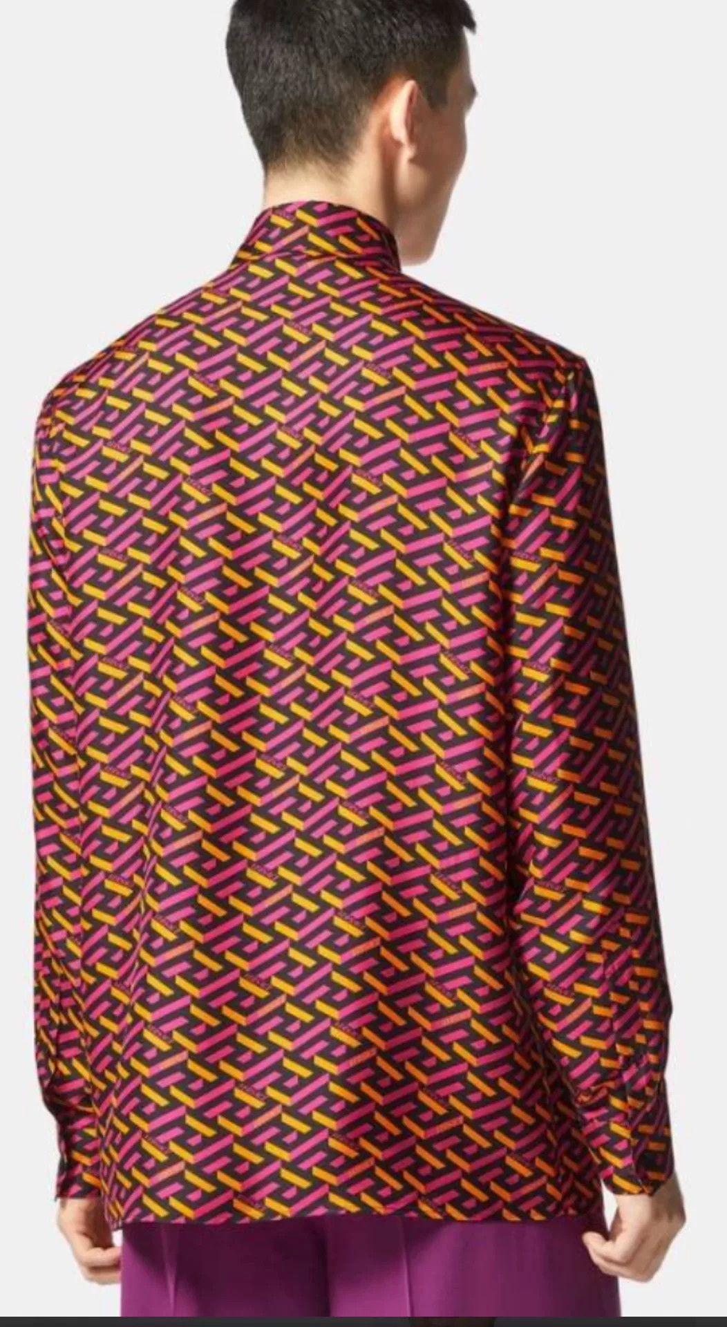 Versace Versace La Greca Print Silk Shirt Size US S / EU 44-46 / 1 - 2 Thumbnail