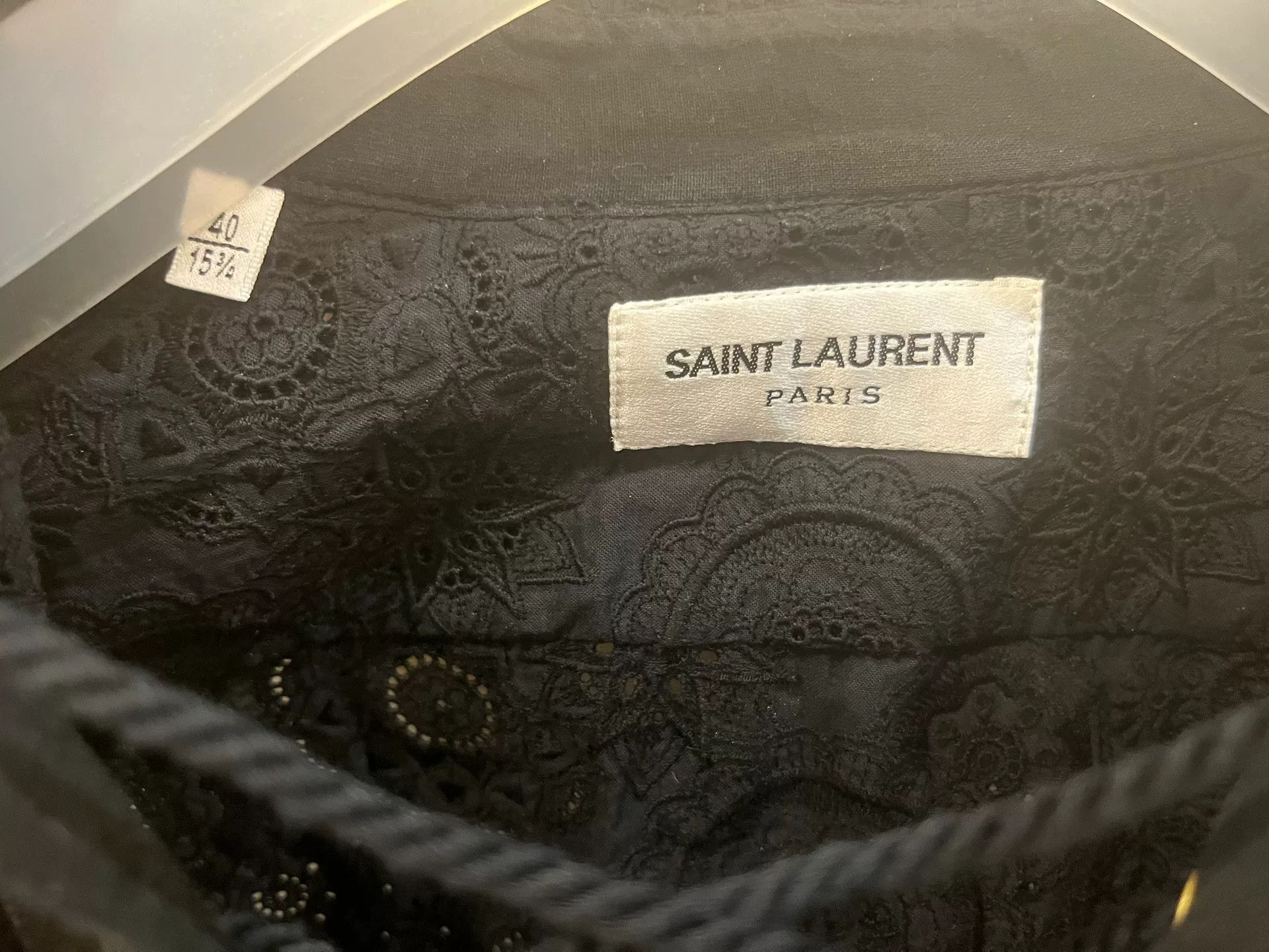 Saint Laurent Paris Saint Laurent Black Embroidered French Tie Shirt Size US XXS / EU 40 - 5 Thumbnail
