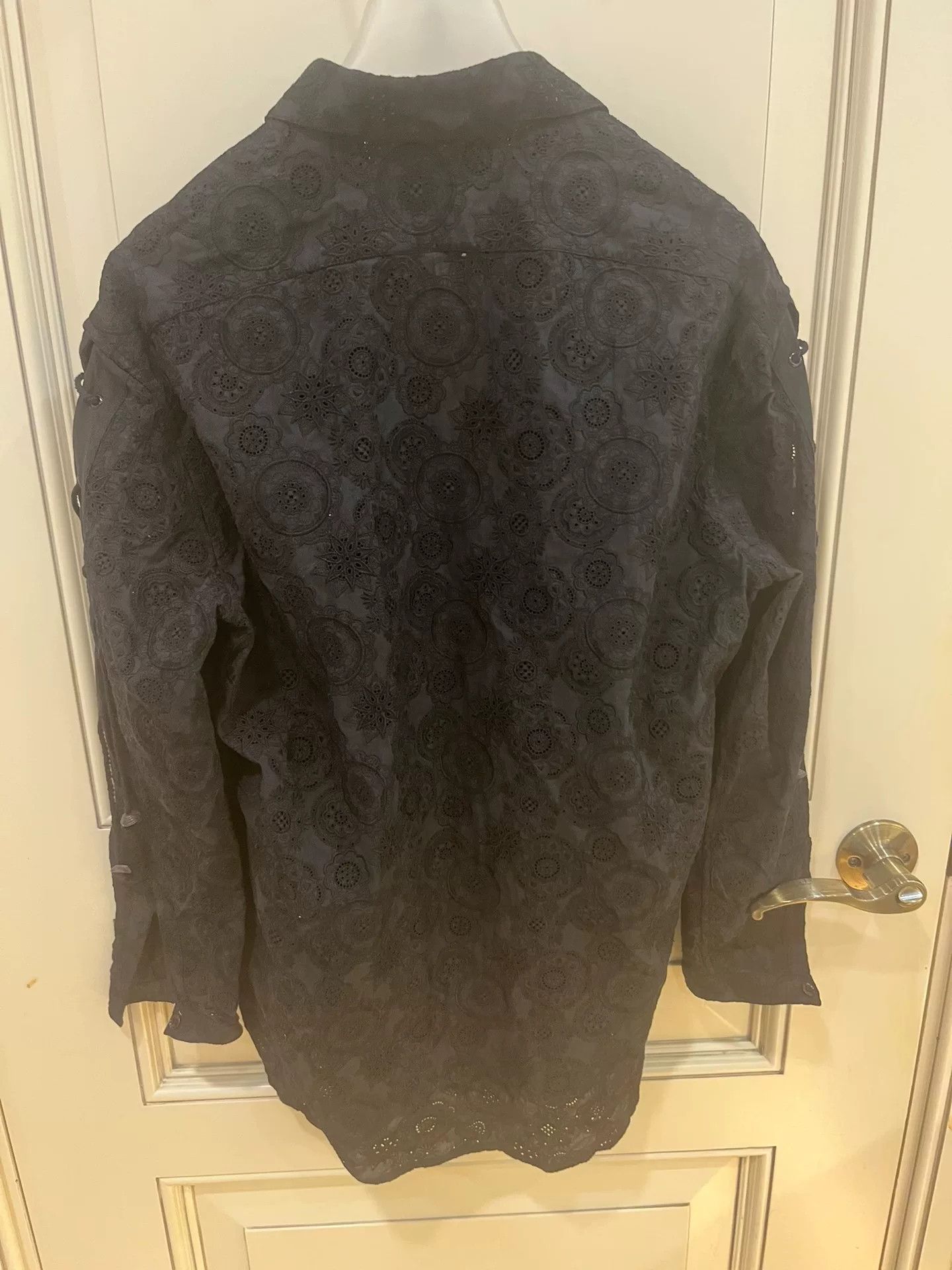 Saint Laurent Paris Saint Laurent Black Embroidered French Tie Shirt Size US XXS / EU 40 - 6 Thumbnail