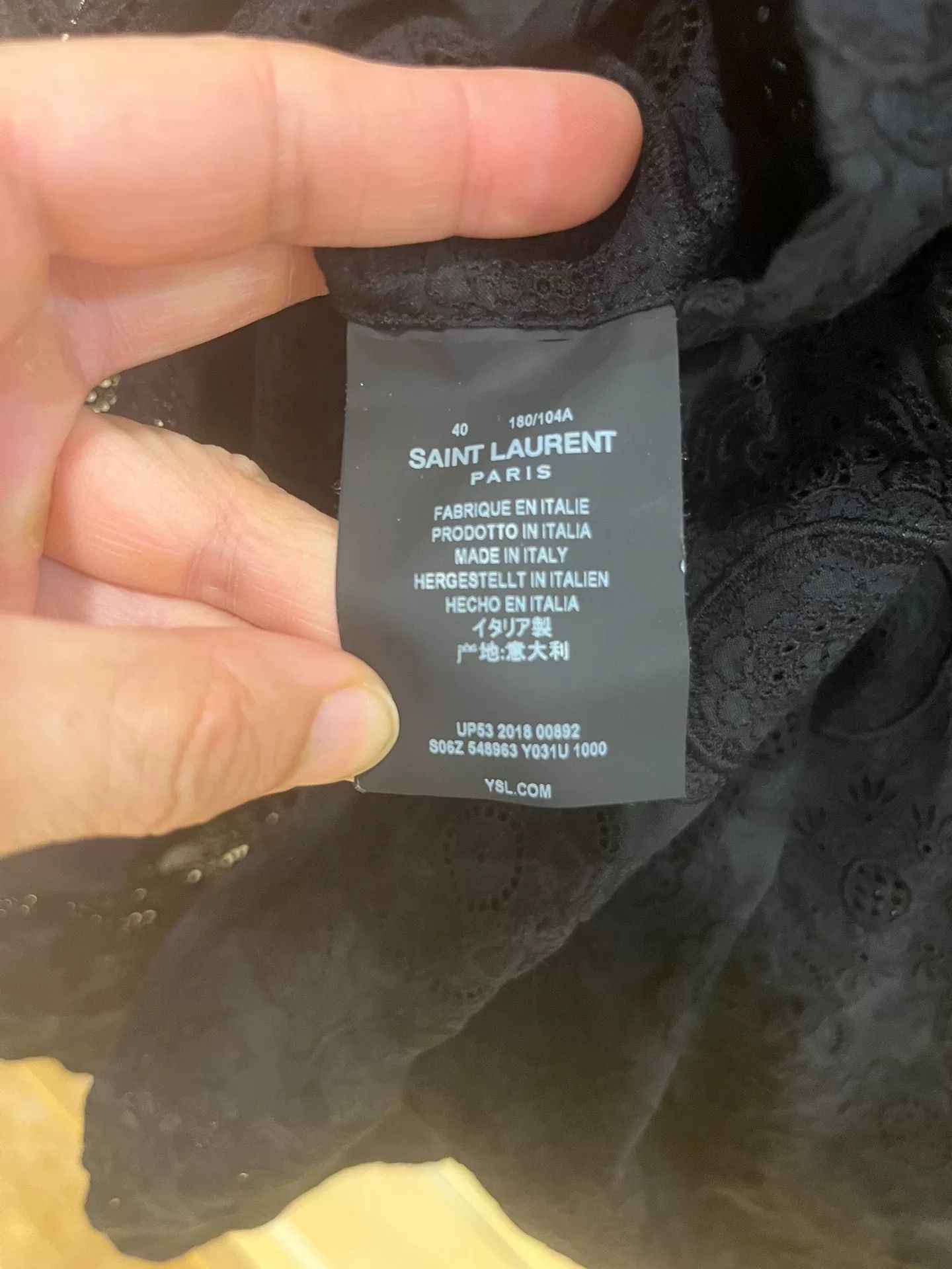 Saint Laurent Paris Saint Laurent Black Embroidered French Tie Shirt Size US XXS / EU 40 - 9 Thumbnail