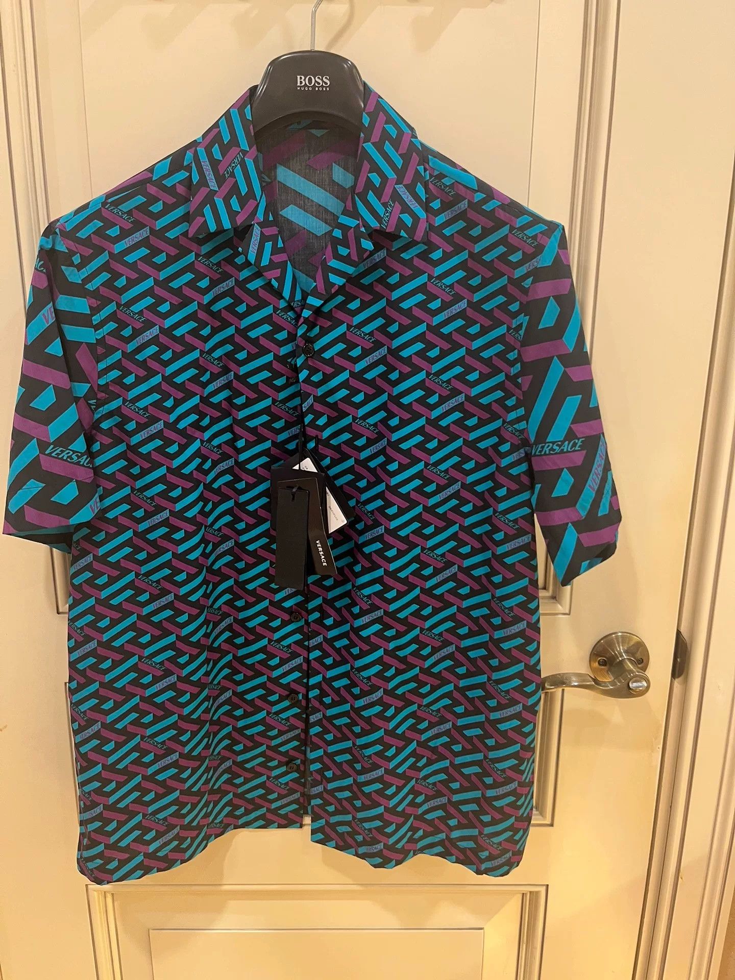 Versace Versace Greca Print Short Sleeve Shirt Size US S / EU 44-46 / 1 - 2 Thumbnail