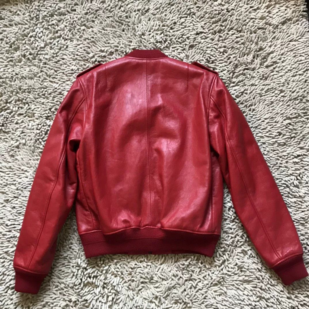 Saint Laurent Paris Saint Laurent Men's Red Leather Bomber Jacket Size US M / EU 48-50 / 2 - 2 Thumbnail