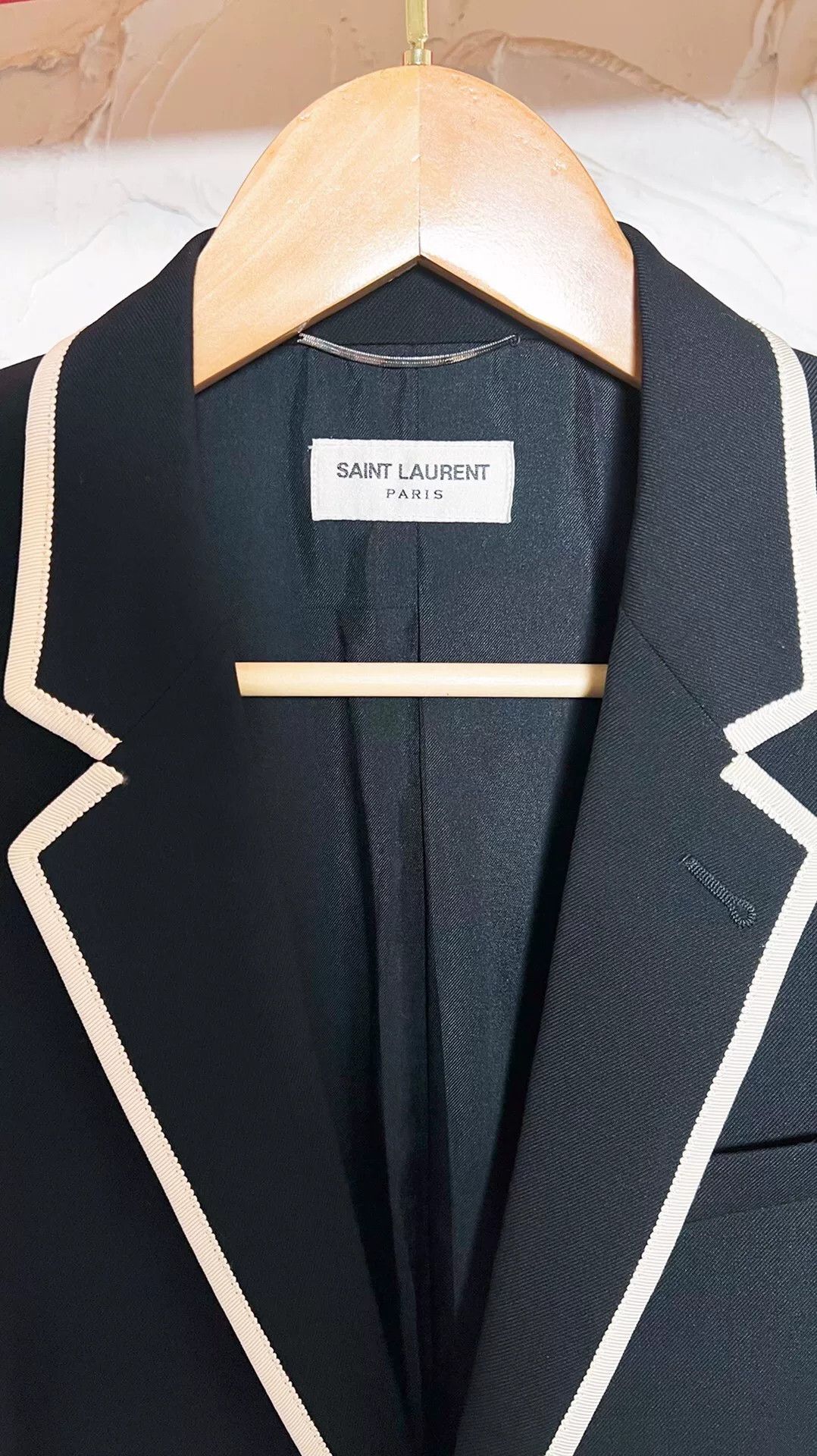 Saint Laurent Paris Saint Laurent Black Blazer with White Trim Size US M / EU 48-50 / 2 - 4 Thumbnail