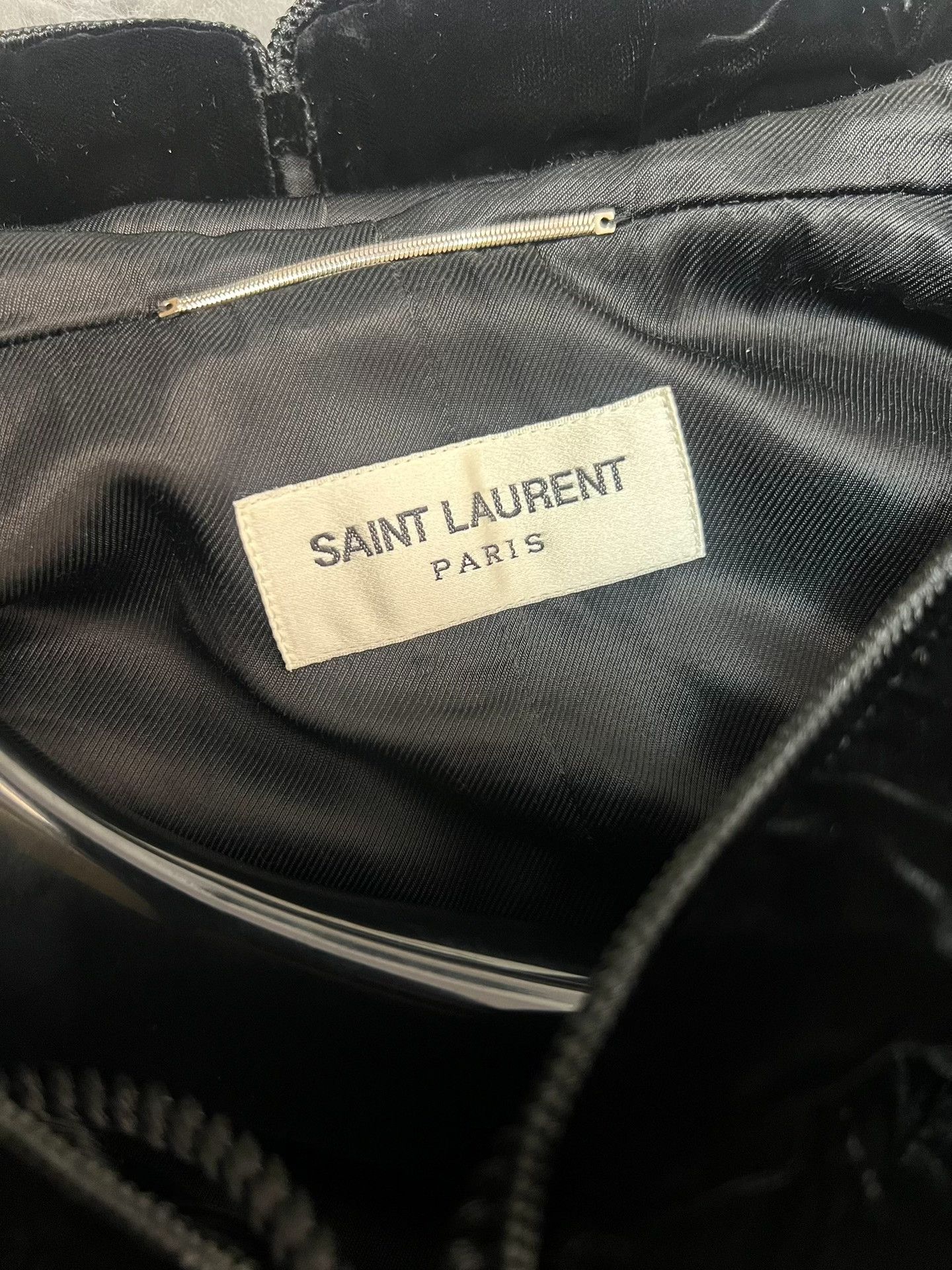 Saint Laurent Paris Saint Laurent 20SS Runway Black Velvet Hooded Jacket Size US L / EU 52-54 / 3 - 3 Thumbnail
