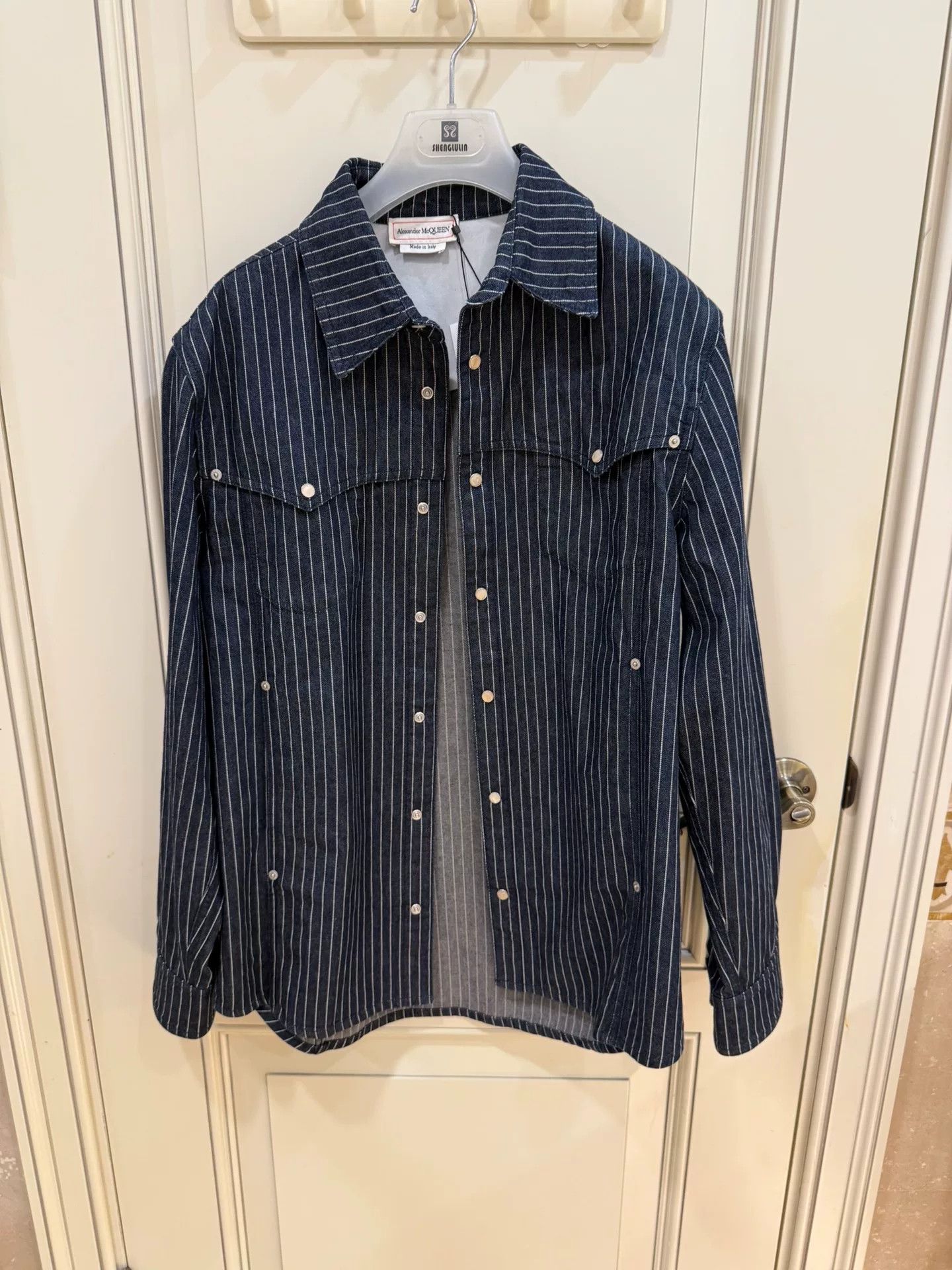 Alexander McQueen Alexander McQueen Striped Denim Shirt Jacket Size US M / EU 48-50 / 2 - 2 Thumbnail