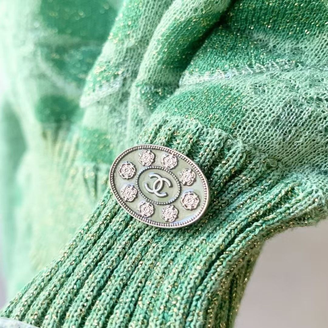Chanel Chanel Gold Thread Green Fitted Dress Size XS / US 0-2 / IT 36-38 - 5 Thumbnail