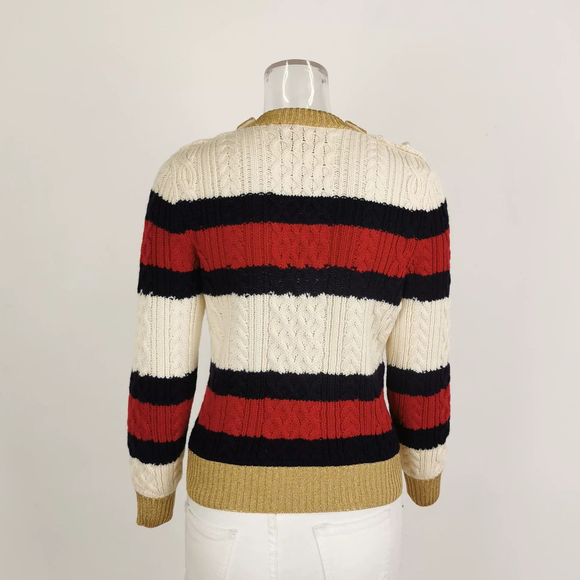 Gucci Gucci Color Block Pearl Button Wool Sweater Size M / US 6-8 / IT 42-44 - 3 Thumbnail