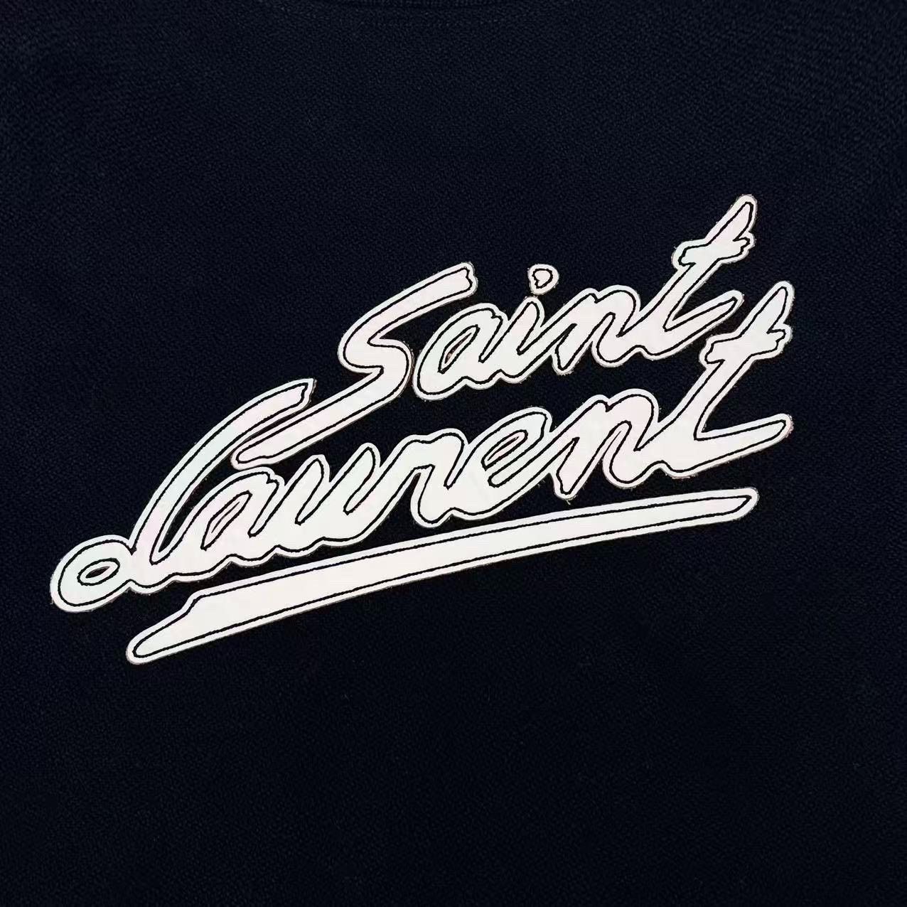 Saint Laurent Paris Saint Laurent Black Striped Wool Baseball Jacket Size US L / EU 52-54 / 3 - 4 Thumbnail