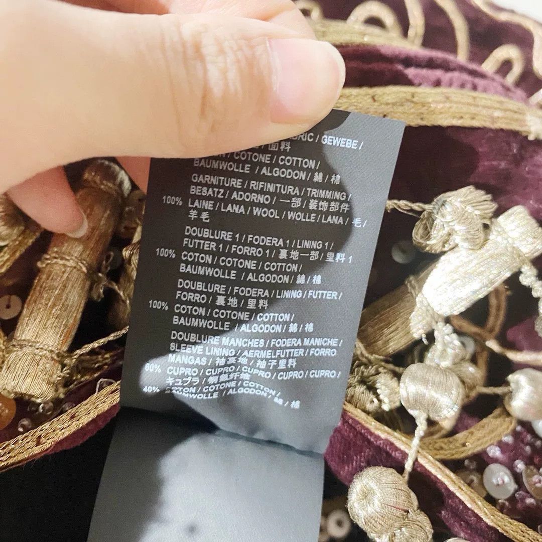 Saint Laurent Paris Saint Laurent Burgundy Embroidered Velvet Jacket Size S / US 4 / IT 40 - 5 Thumbnail