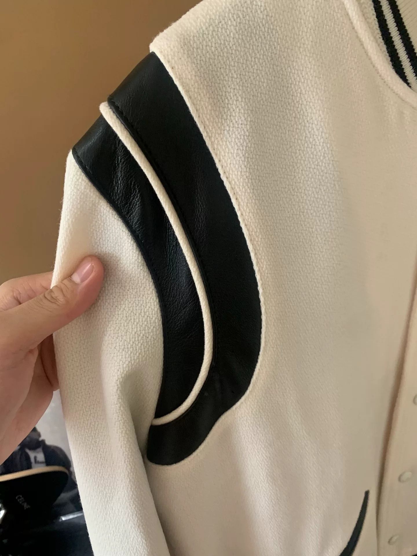 Saint Laurent Paris Saint Laurent White Leather Varsity Jacket Size US L / EU 52-54 / 3 - 3 Thumbnail