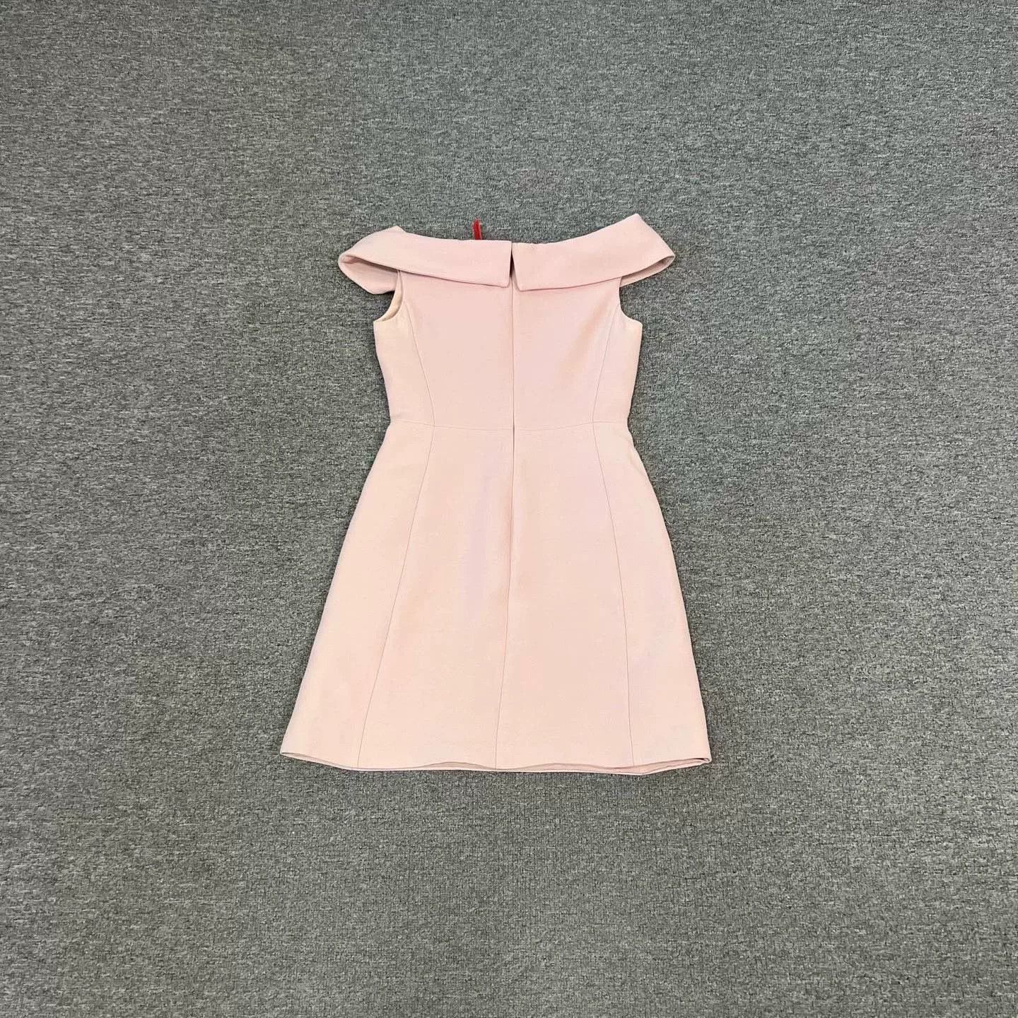 Dior Dior Pink Off-Shoulder Silk Wool Dress Size XS / US 0-2 / IT 36-38 - 2 Thumbnail