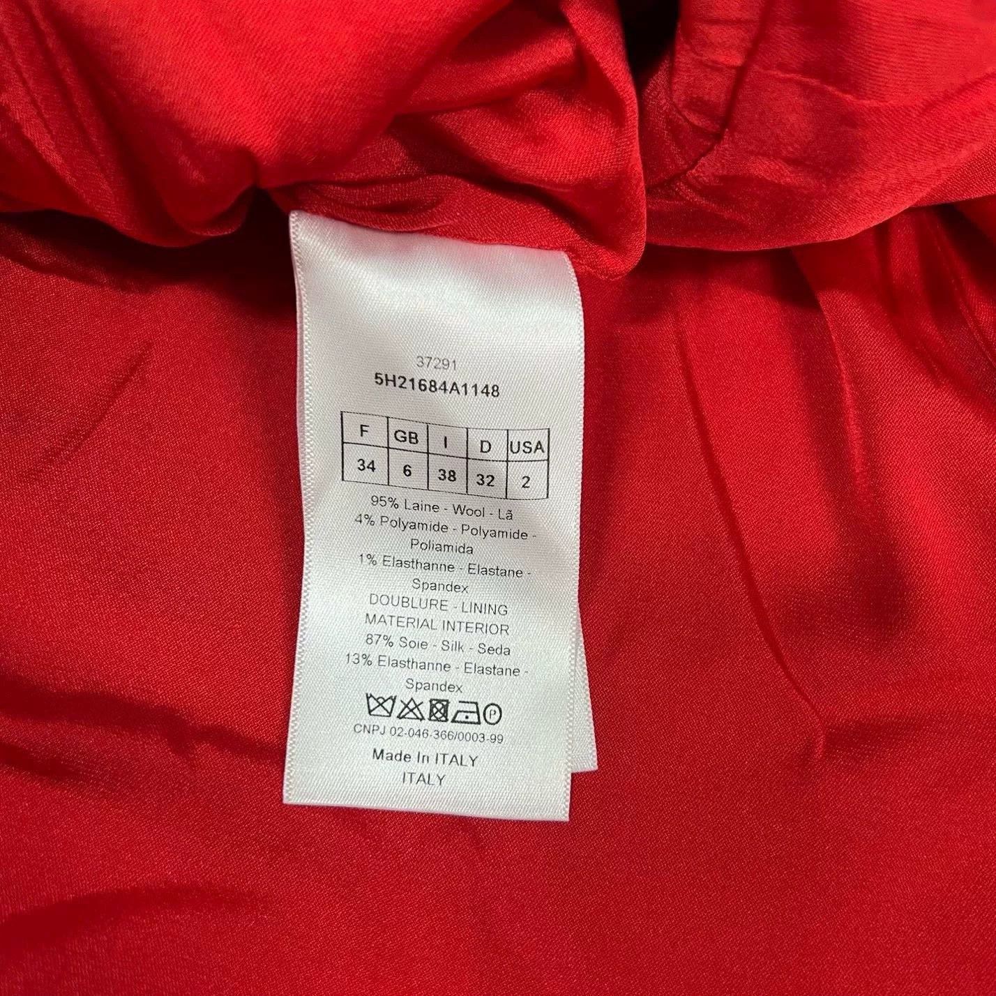 Dior Authentic Dior Runway Silk Wool Red Dress Size XXS / US 00 / IT 34 - 4 Thumbnail