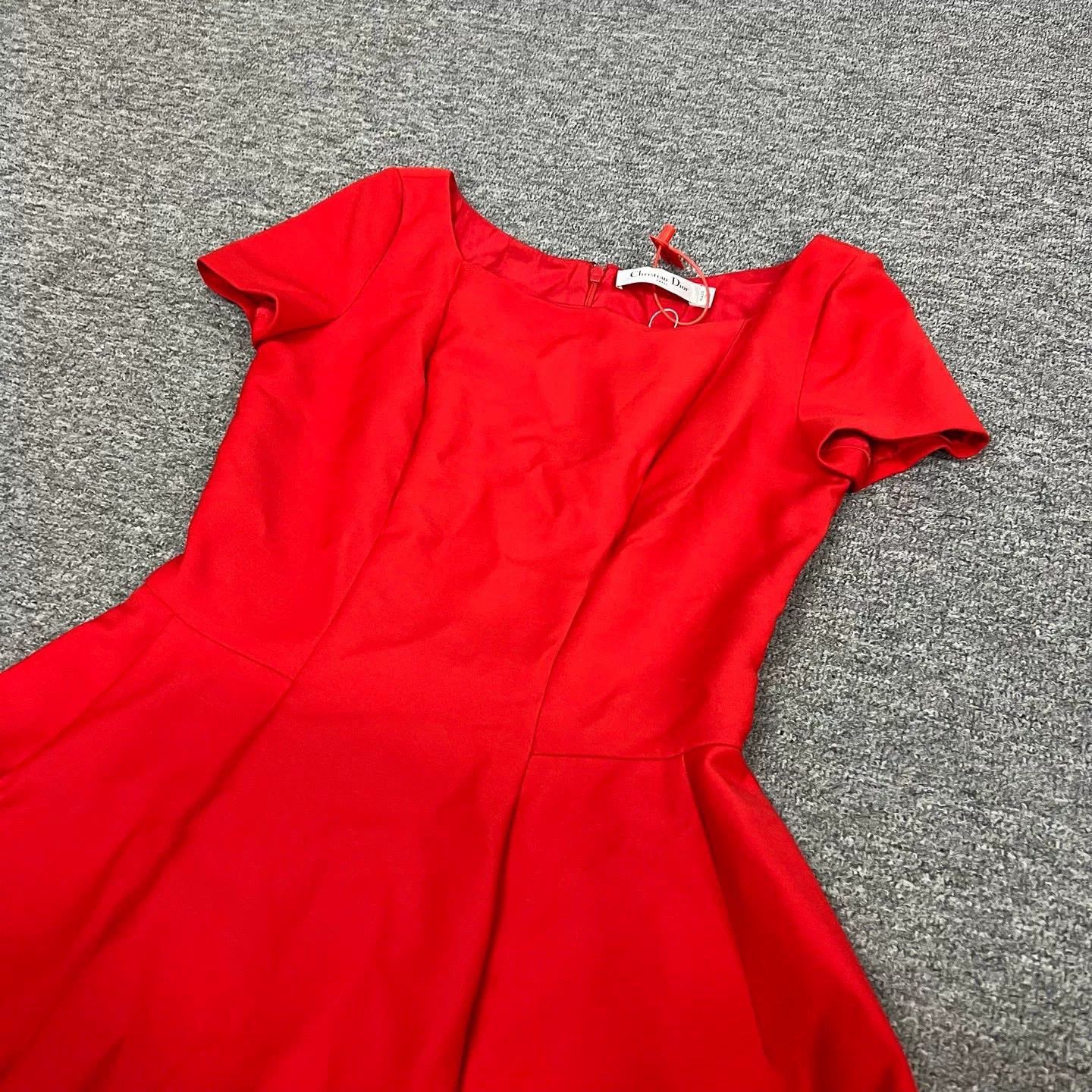Dior Authentic Dior Runway Silk Wool Red Dress Size XXS / US 00 / IT 34 - 3 Thumbnail
