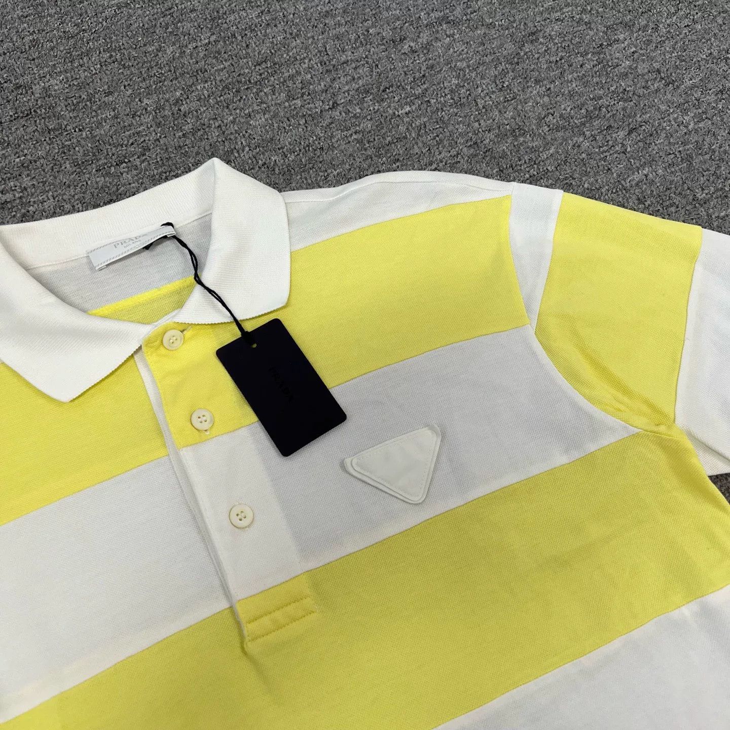 Prada Prada Triangle Logo Striped Short-Sleeve Polo Size US S / EU 44-46 / 1 - 4 Thumbnail