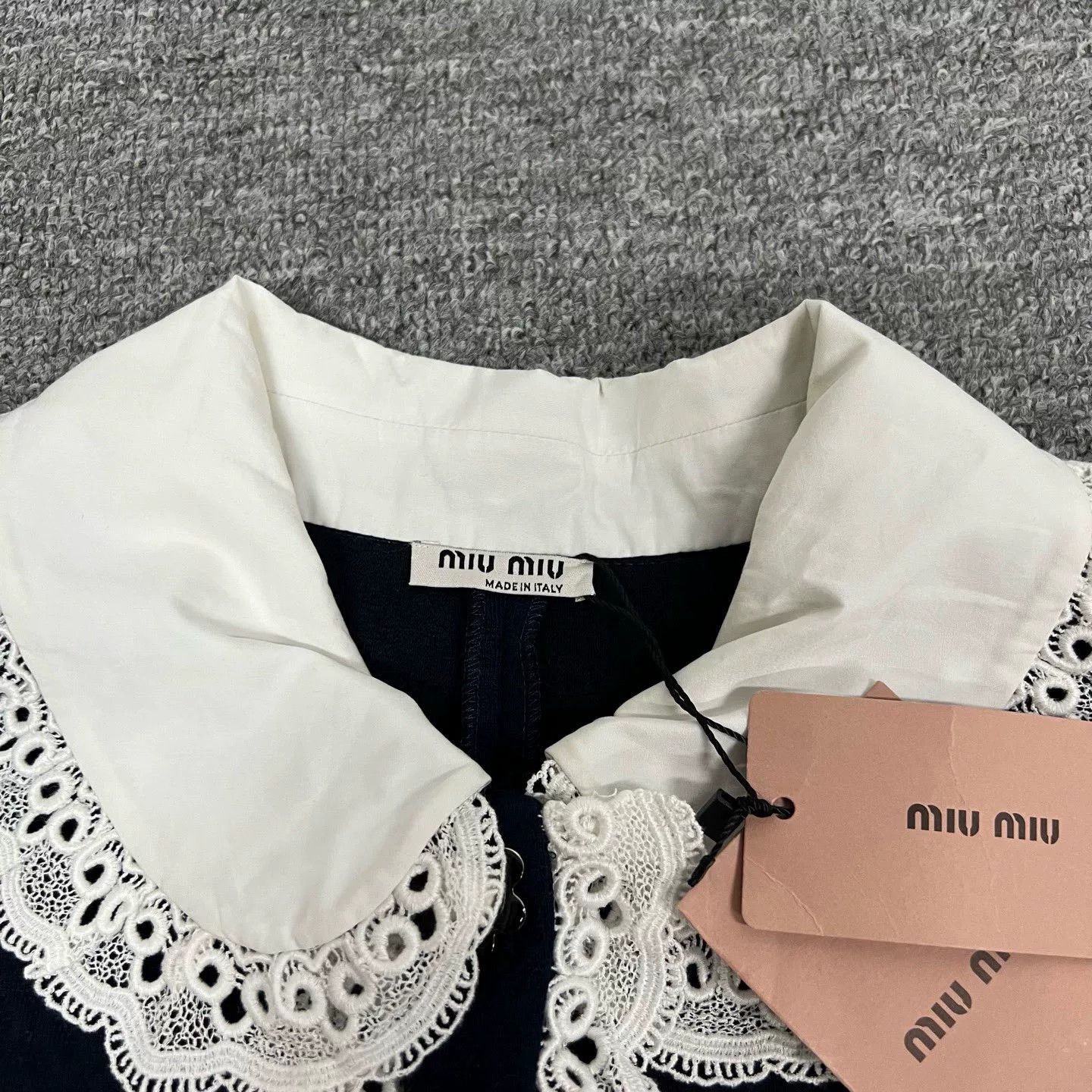 Miu Miu Miu Miu Lace Peter Pan Collar Navy Dress Size M / US 6-8 / IT 42-44 - 6 Thumbnail
