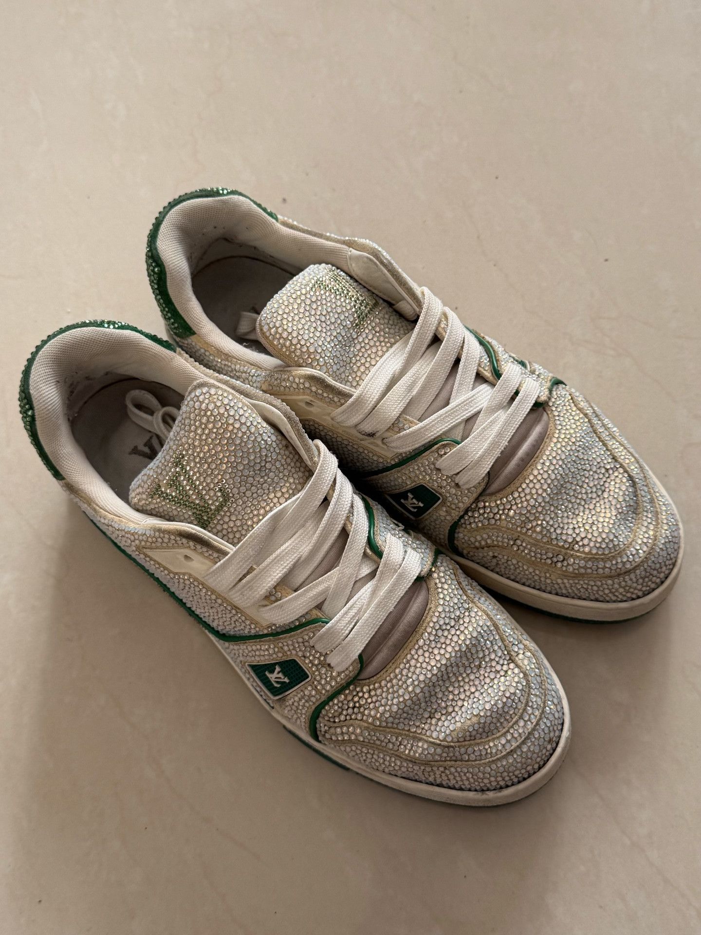 Louis Vuitton Louis Vuitton LV Trainer White Green Size US 7 / EU 40 - 3 Thumbnail