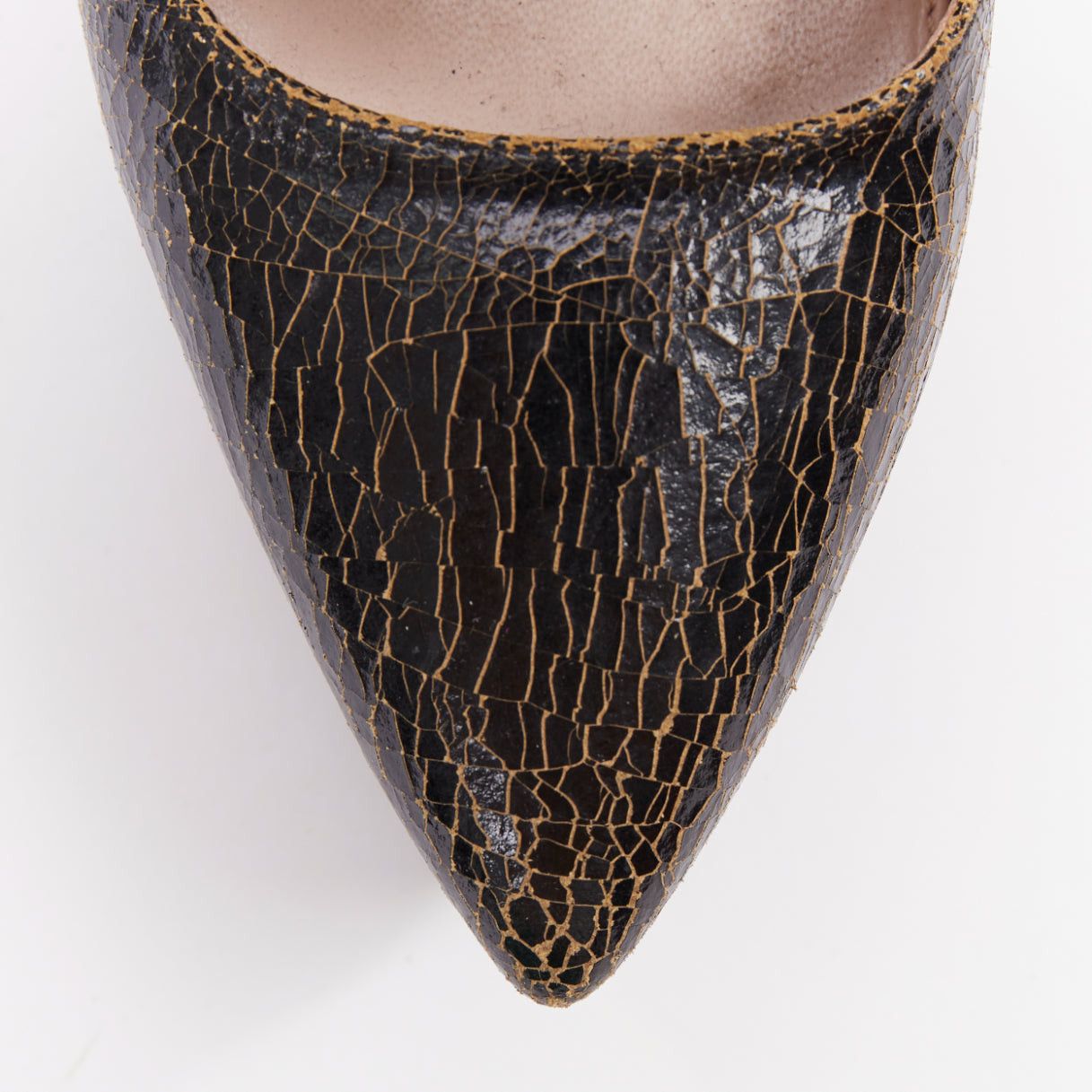 Miu Miu MIU MIU dark brown cracked effect leather triple strap platform heels EU37 Size US 7 / IT 37 - 6 Thumbnail