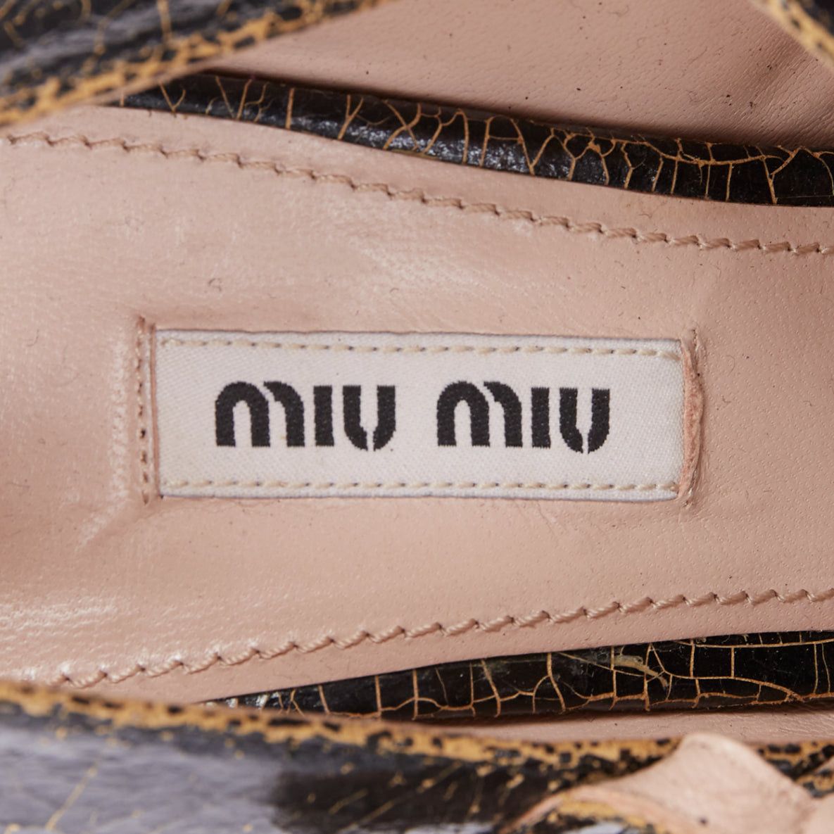 Miu Miu MIU MIU dark brown cracked effect leather triple strap platform heels EU37 Size US 7 / IT 37 - 9 Thumbnail