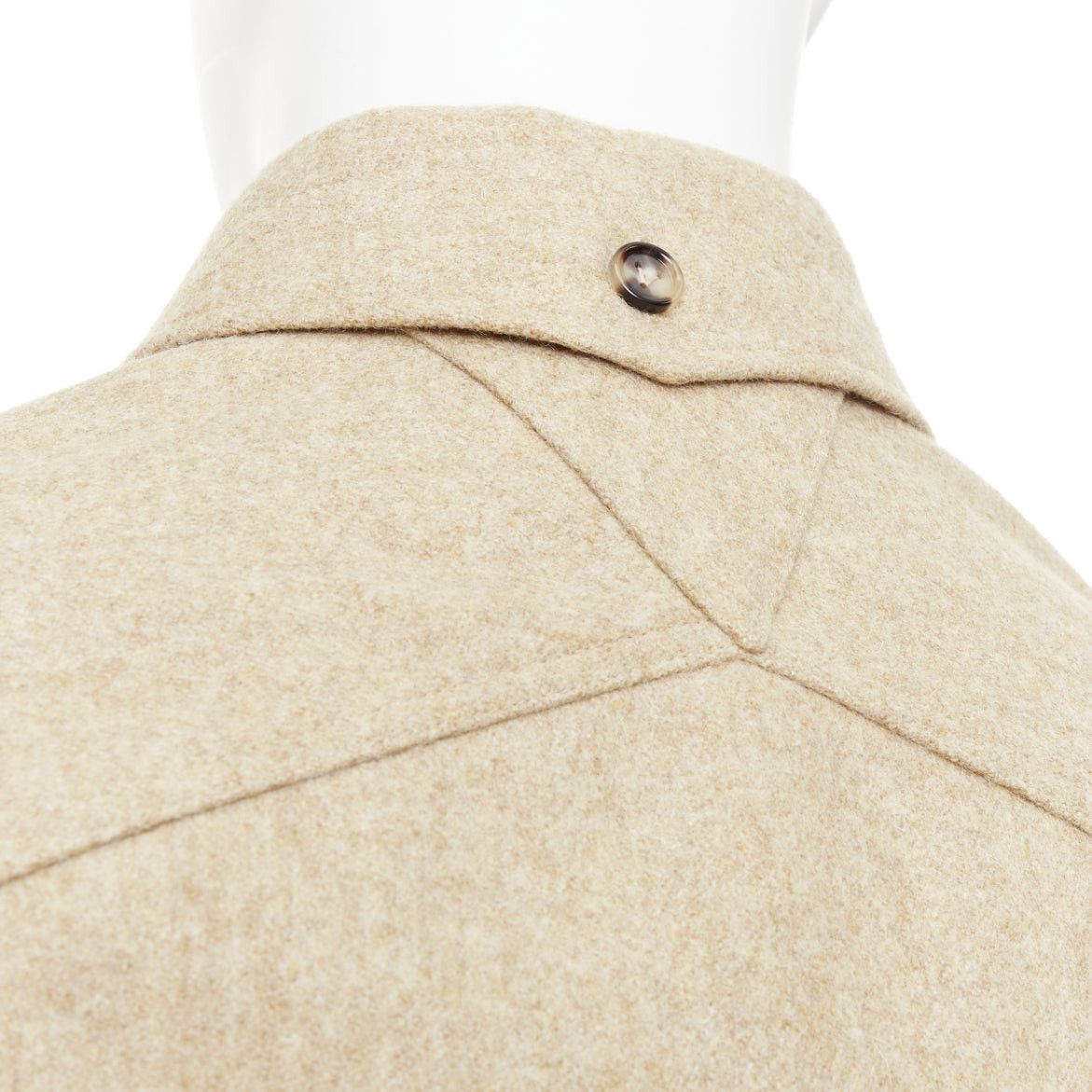 Bottega Veneta BOTTEGA VENETA 2020 beige double faced wool felt angular pocket overshirt EU38 S Size US S / EU 44-46 / 1 - 7 Thumbnail
