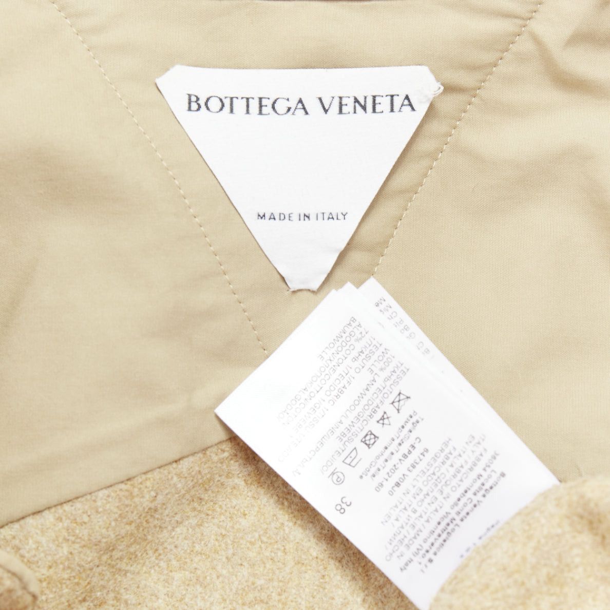 Bottega Veneta BOTTEGA VENETA 2020 beige double faced wool felt angular pocket overshirt EU38 S Size US S / EU 44-46 / 1 - 9 Thumbnail