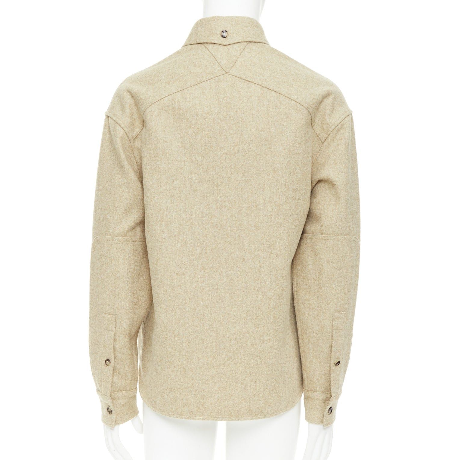 Bottega Veneta BOTTEGA VENETA 2020 beige double faced wool felt angular pocket overshirt EU38 S Size US S / EU 44-46 / 1 - 5 Thumbnail