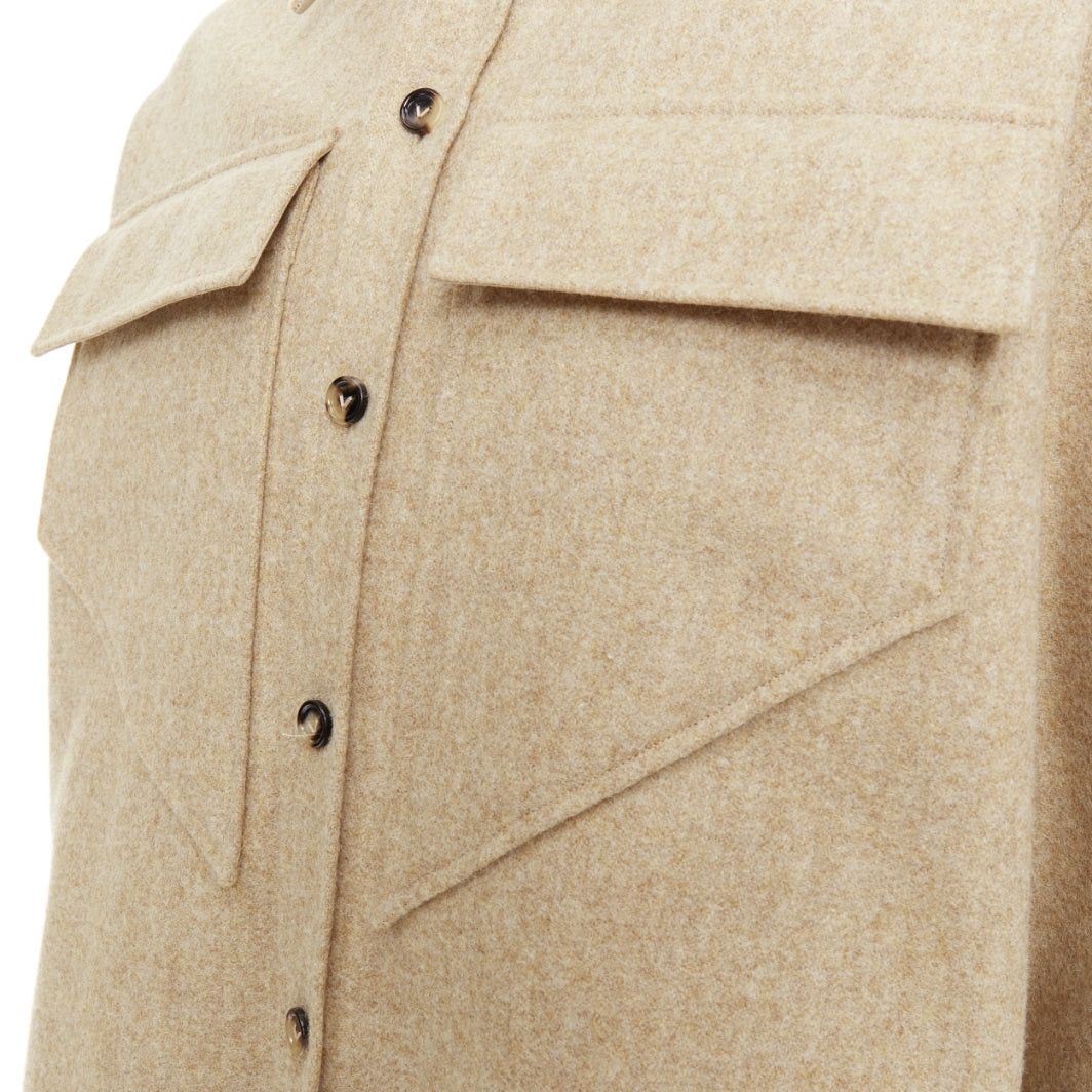 Bottega Veneta BOTTEGA VENETA 2020 beige double faced wool felt angular pocket overshirt EU38 S Size US S / EU 44-46 / 1 - 2 Thumbnail
