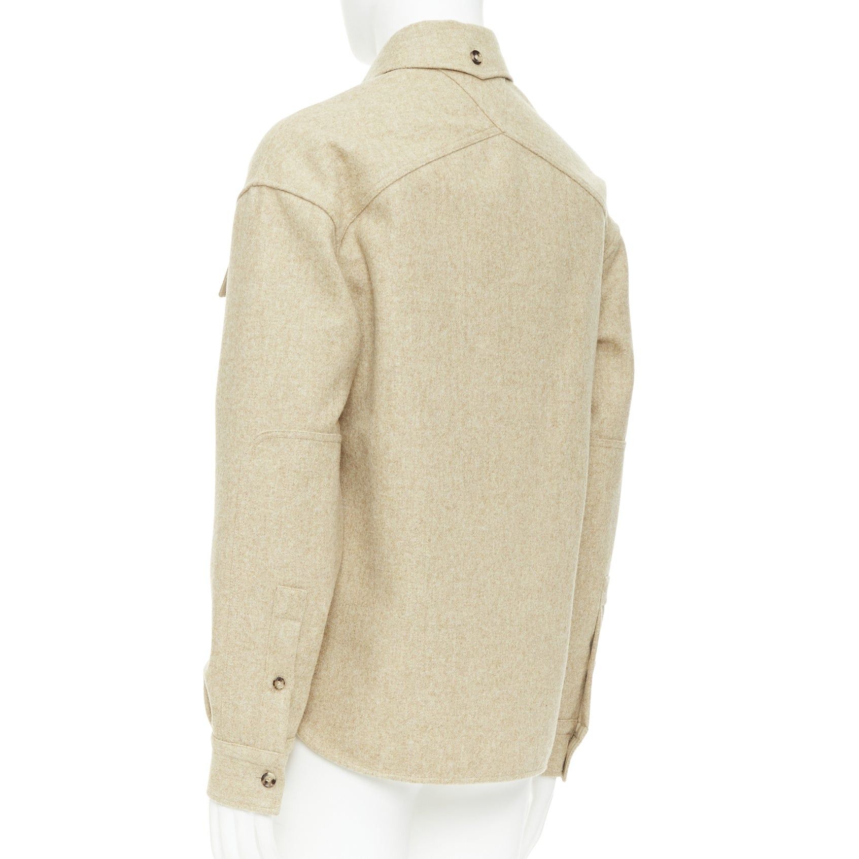 Bottega Veneta BOTTEGA VENETA 2020 beige double faced wool felt angular pocket overshirt EU38 S Size US S / EU 44-46 / 1 - 6 Thumbnail
