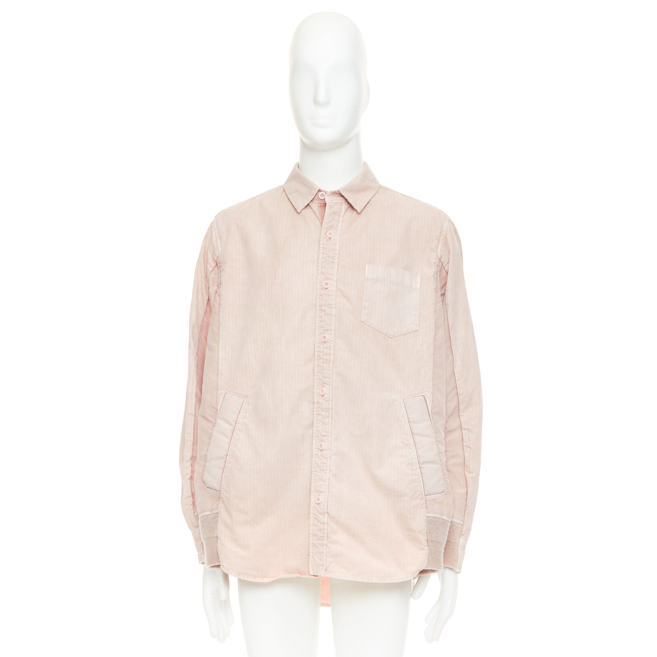 Sacai SACAI 2024 dirty pink garment dye ripstop nylon twill bomber shirt hybrid JP3 L Size US L / EU 52-54 / 3 - 9 Thumbnail