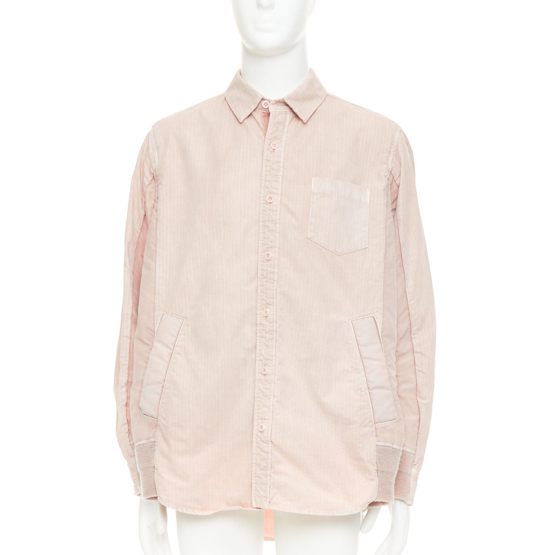 Sacai SACAI 2024 dirty pink garment dye ripstop nylon twill bomber shirt hybrid JP3 L Size US L / EU 52-54 / 3 - 3 Thumbnail