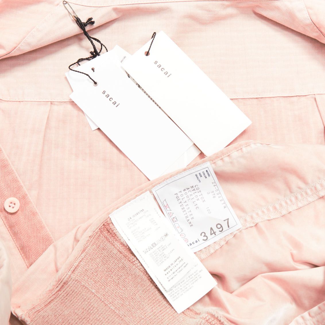 Sacai SACAI 2024 dirty pink garment dye ripstop nylon twill bomber shirt hybrid JP3 L Size US L / EU 52-54 / 3 - 8 Thumbnail