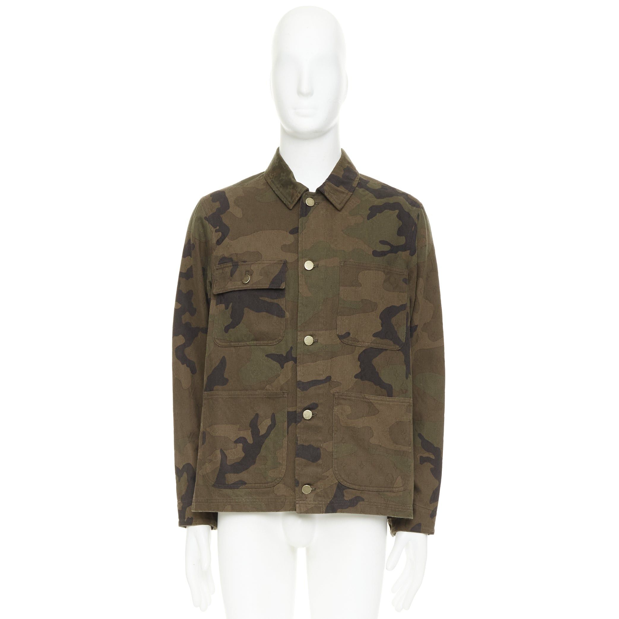 Louis Vuitton rare LOUIS VUITTON SUPREME 2017 green monogram camo jacquard chore jacket FR44 XS Size US XS / EU 42 / 0 - 12 Thumbnail