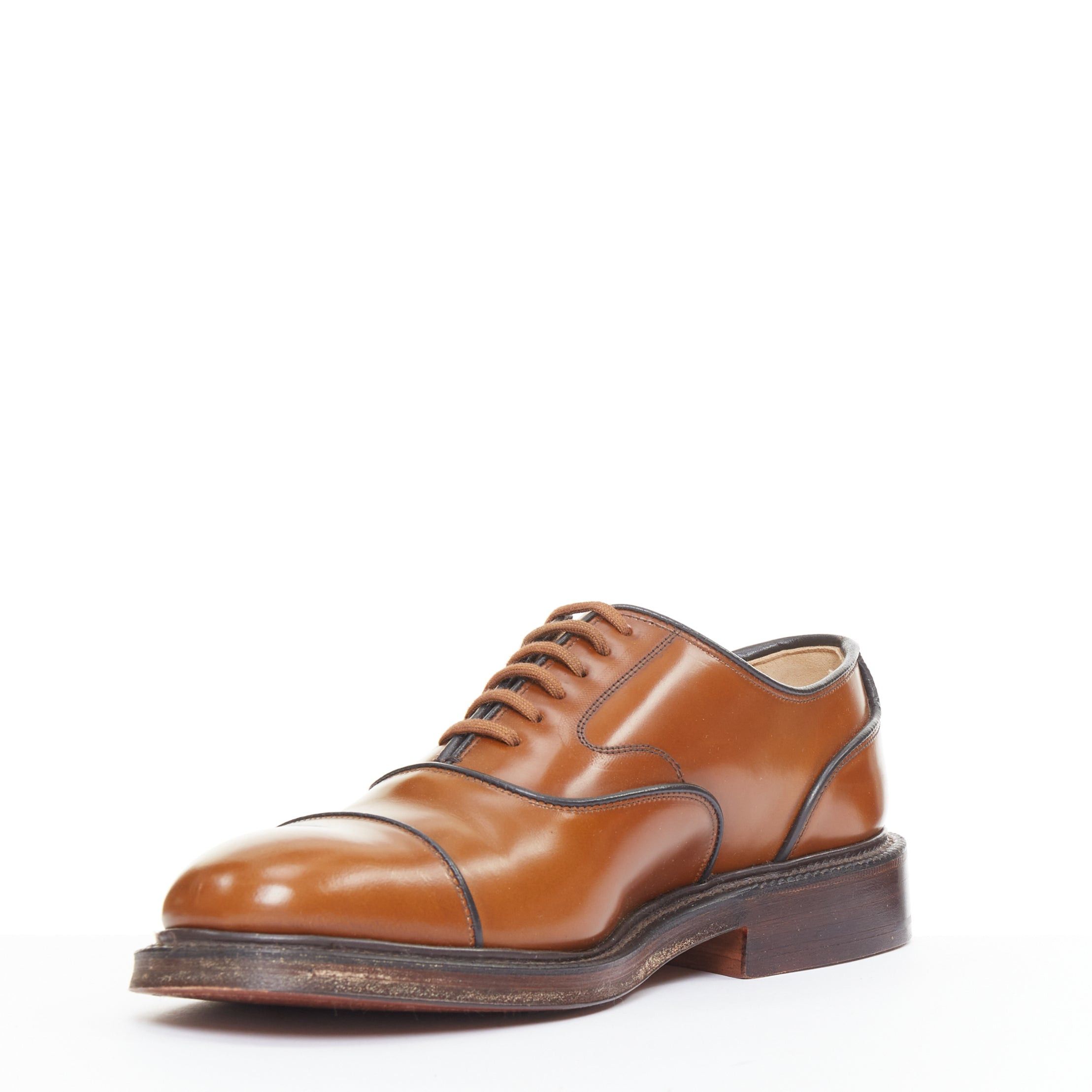 Church's CHURCH'S Lancaster sandalwood tan brown polished binder leather welted oxford loafer shoes UK5 EU39 Size US 6 / EU 39 - 4 Thumbnail