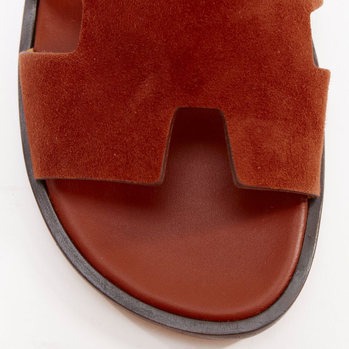 Hermes HERMES Izmir brown suede goatskin leather H cut out flat sandals EU41 Size US 8 / EU 41 - 6 Thumbnail