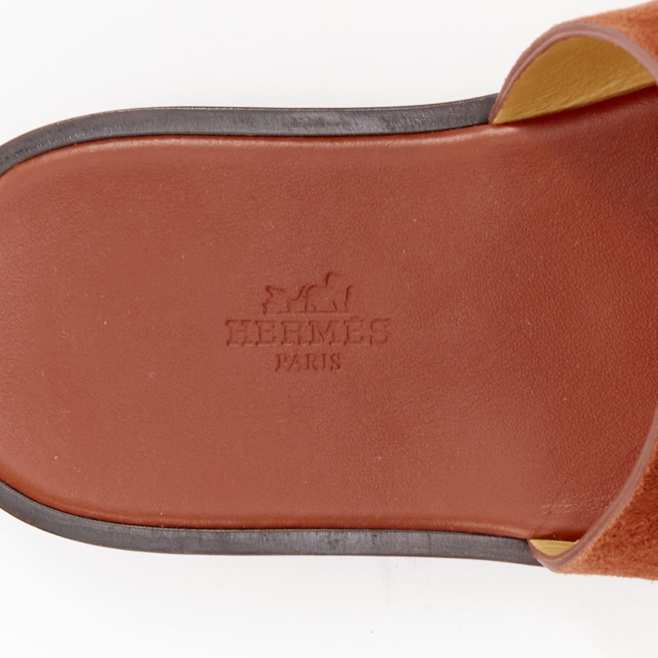 Hermes HERMES Izmir brown suede goatskin leather H cut out flat sandals EU41 Size US 8 / EU 41 - 8 Thumbnail
