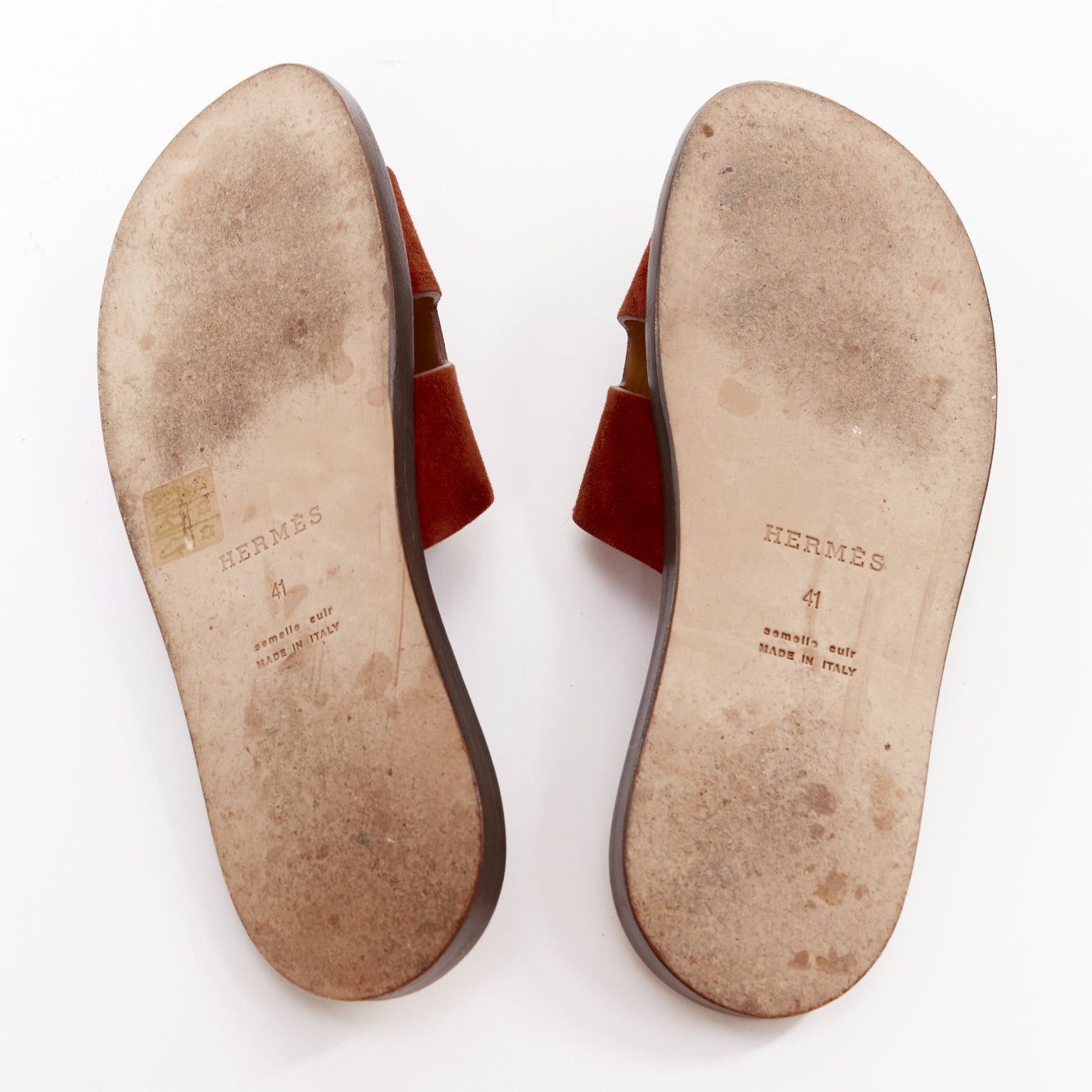 Hermes HERMES Izmir brown suede goatskin leather H cut out flat sandals EU41 Size US 8 / EU 41 - 11 Thumbnail