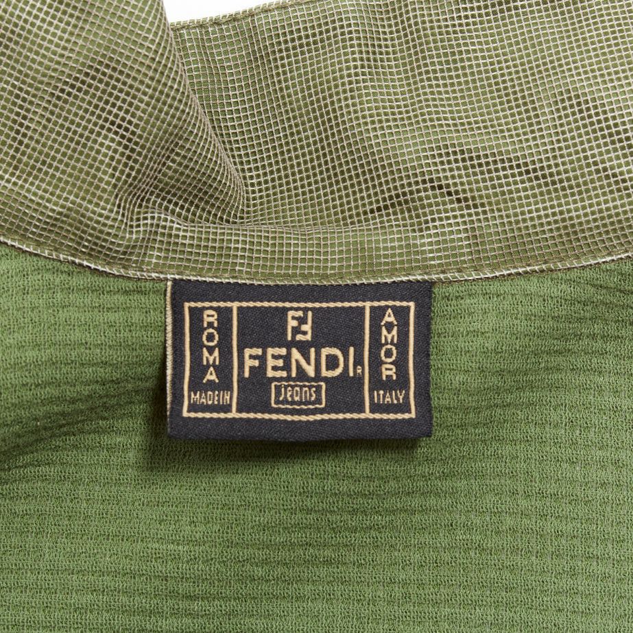 Fendi FENDI JEANS Vintage green nylon technical small logo zip up jacket Size XS / US 0-2 / IT 36-38 - 9 Thumbnail