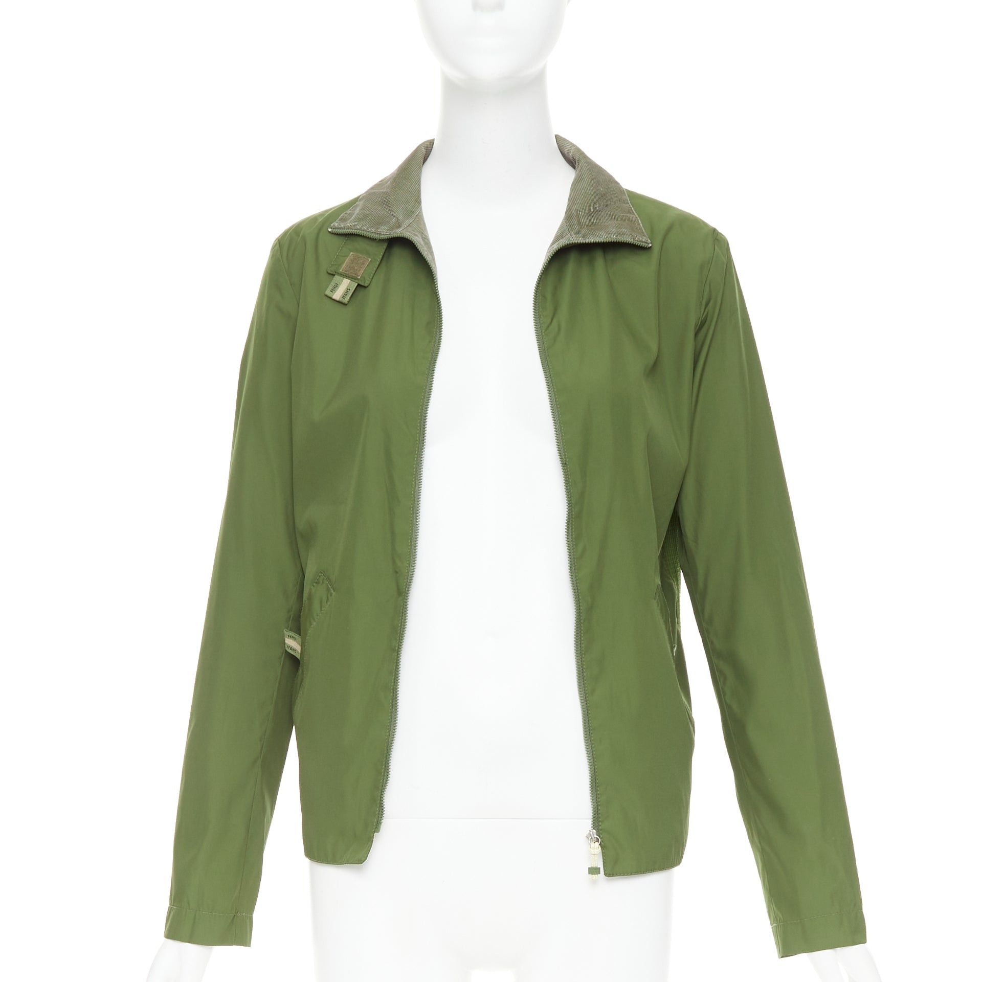 Fendi FENDI JEANS Vintage green nylon technical small logo zip up jacket Size XS / US 0-2 / IT 36-38 - 3 Thumbnail