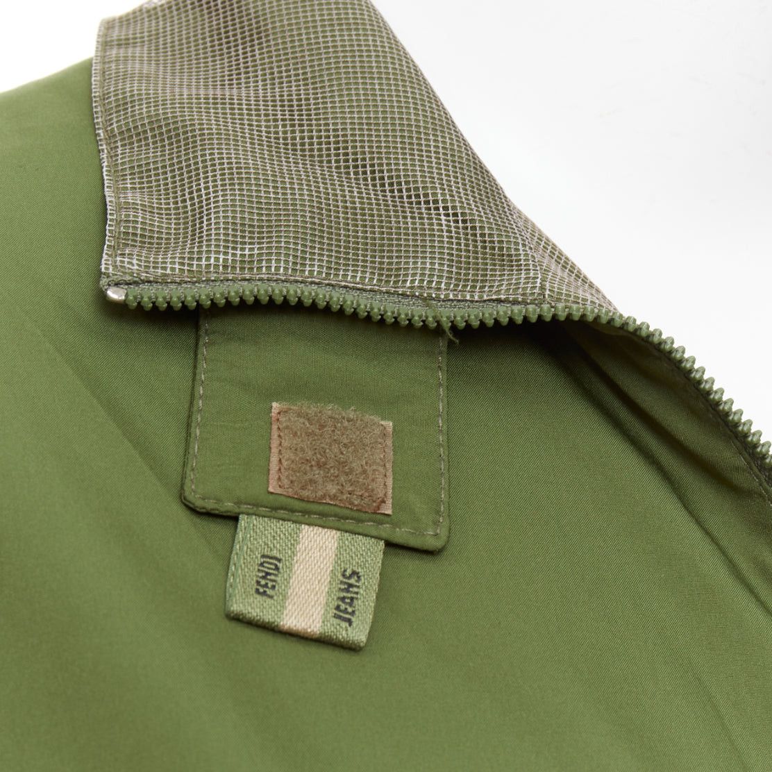 Fendi FENDI JEANS Vintage green nylon technical small logo zip up jacket Size XS / US 0-2 / IT 36-38 - 8 Thumbnail