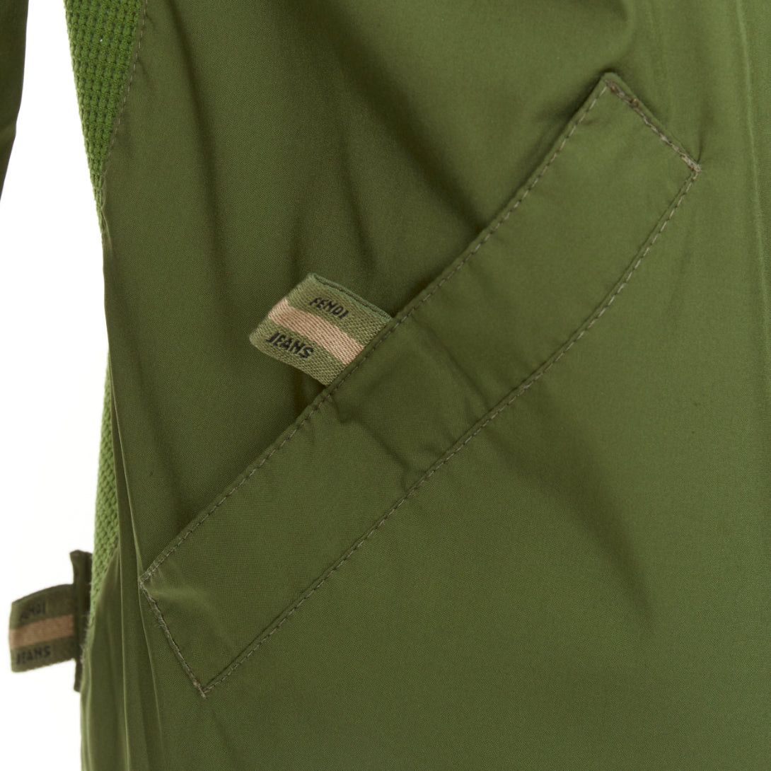 Fendi FENDI JEANS Vintage green nylon technical small logo zip up jacket Size XS / US 0-2 / IT 36-38 - 2 Thumbnail