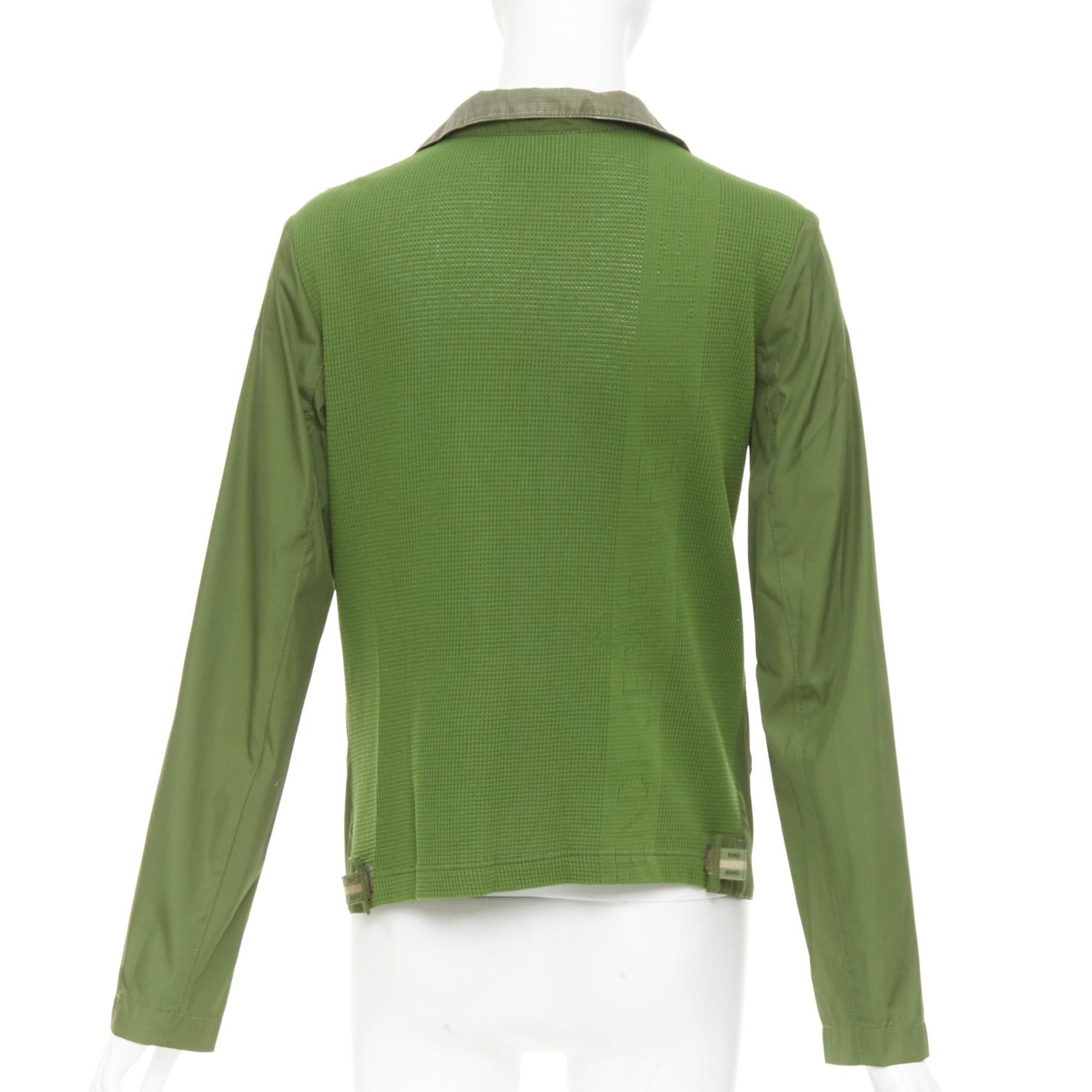 Fendi FENDI JEANS Vintage green nylon technical small logo zip up jacket Size XS / US 0-2 / IT 36-38 - 6 Thumbnail