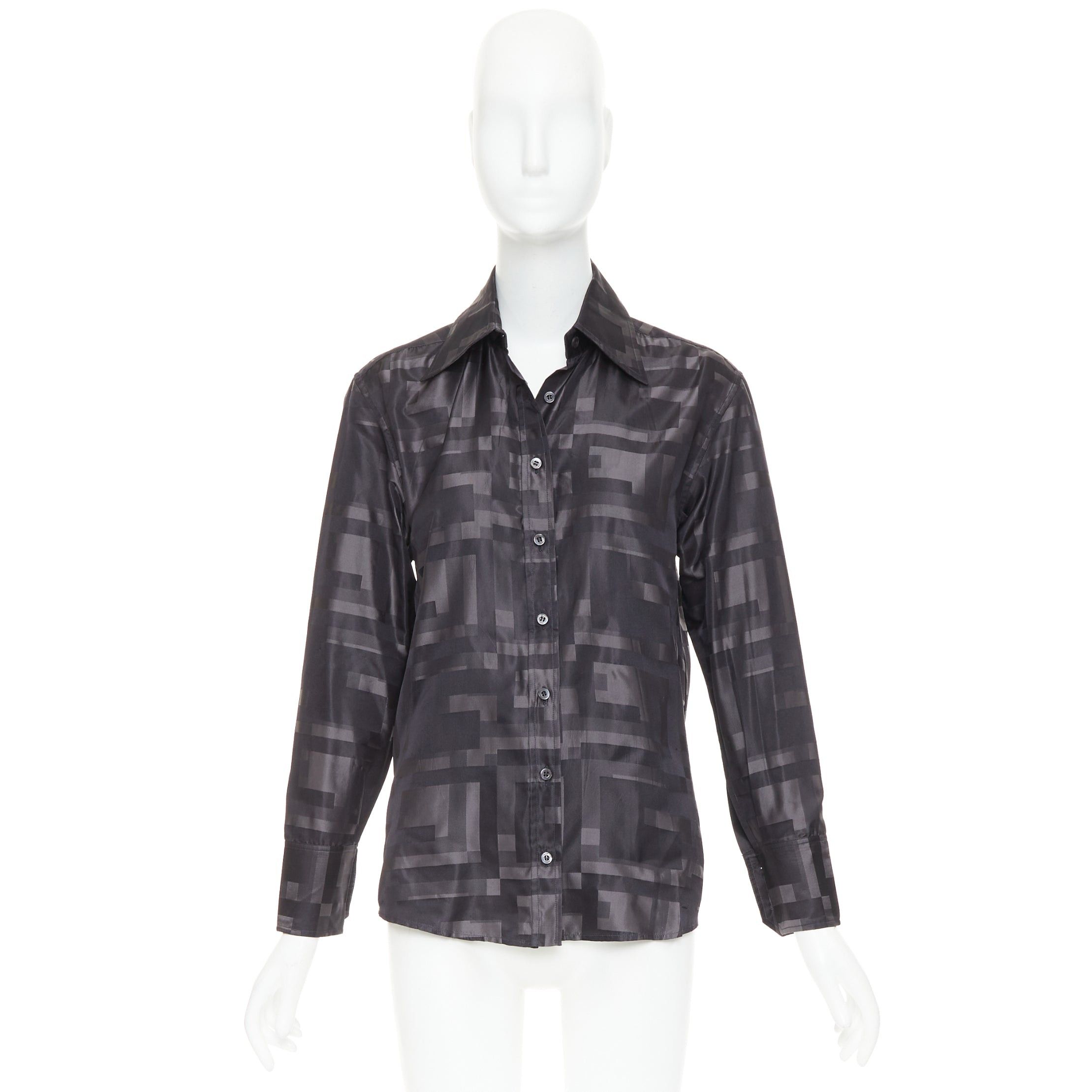Gucci GUCCI SS1998 Tom Ford Vintage black grey geometric Square G woven jacquard shirt IT38 XS Size XS / US 0-2 / IT 36-38 - 9 Thumbnail