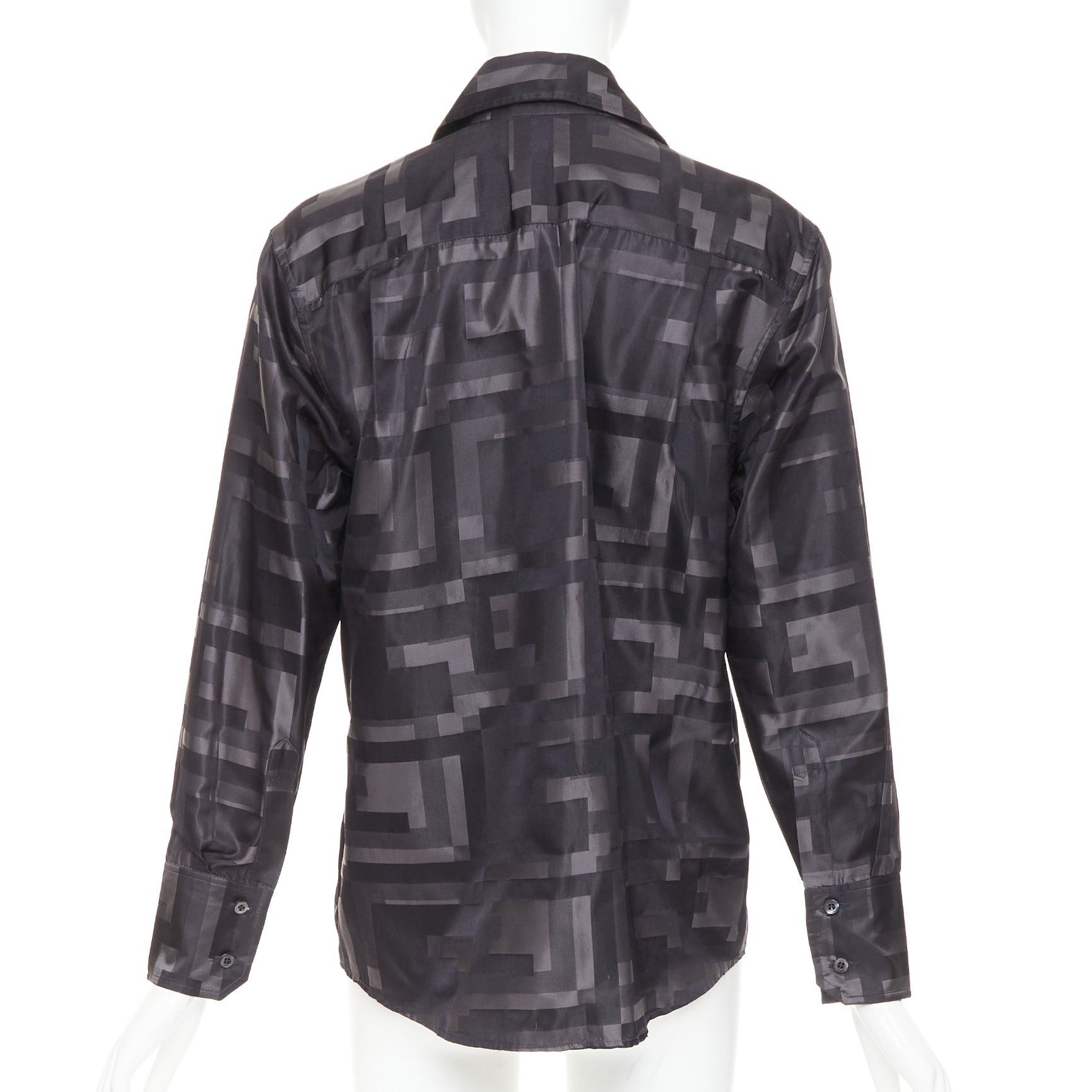 Gucci GUCCI SS1998 Tom Ford Vintage black grey geometric Square G woven jacquard shirt IT38 XS Size XS / US 0-2 / IT 36-38 - 5 Thumbnail