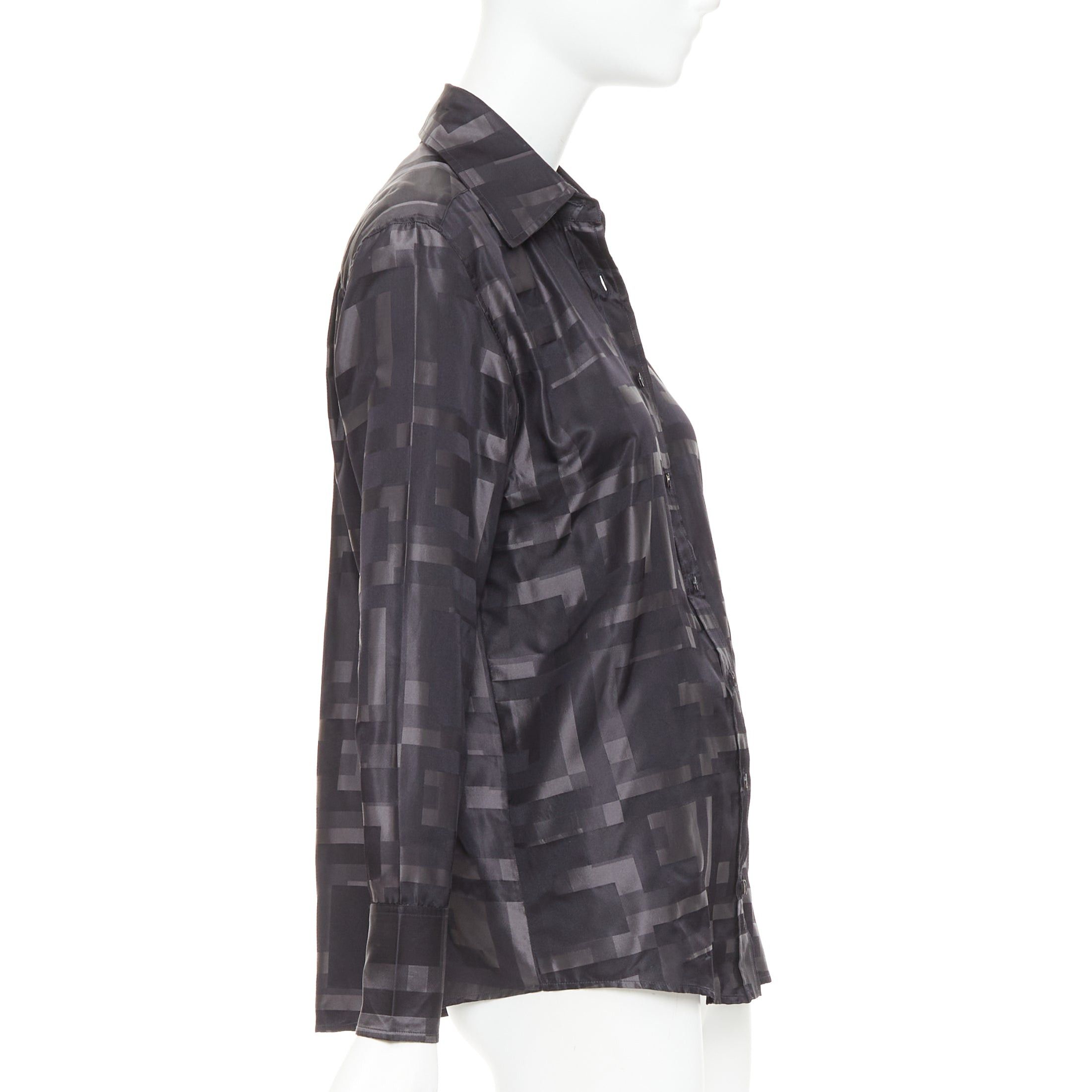 Gucci GUCCI SS1998 Tom Ford Vintage black grey geometric Square G woven jacquard shirt IT38 XS Size XS / US 0-2 / IT 36-38 - 4 Thumbnail