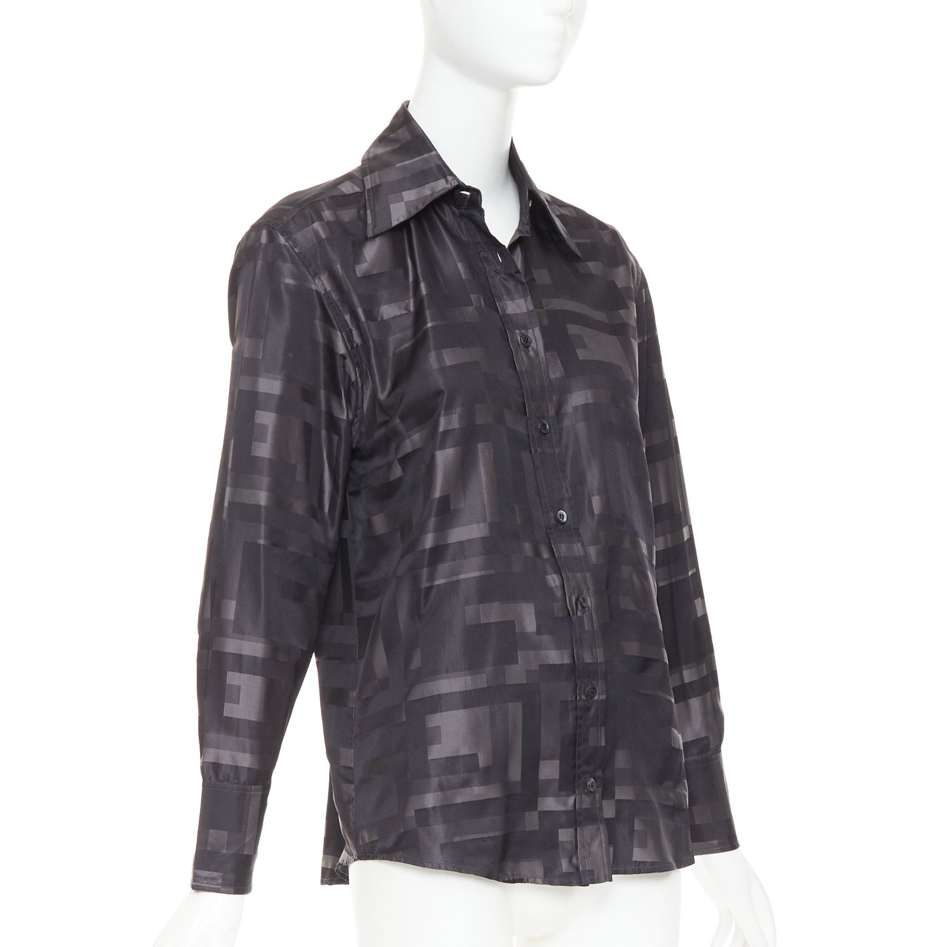 Gucci GUCCI SS1998 Tom Ford Vintage black grey geometric Square G woven jacquard shirt IT38 XS Size XS / US 0-2 / IT 36-38 - 3 Thumbnail