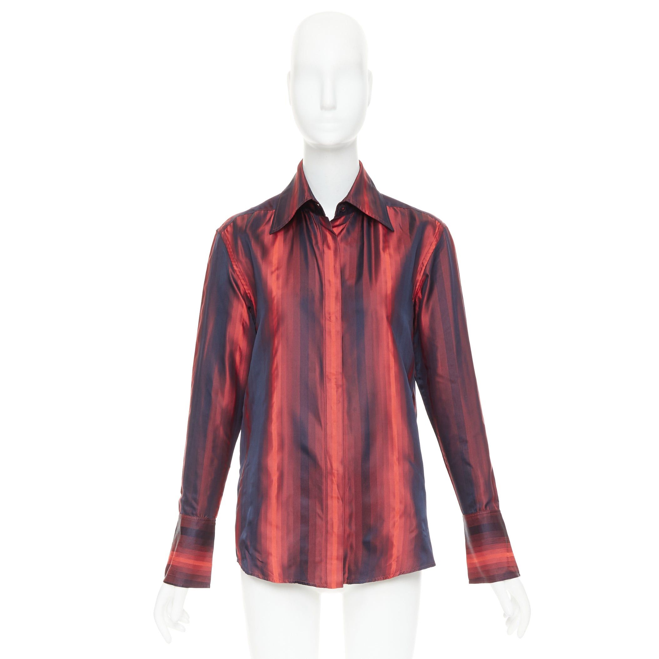 Gucci GUCCI 1997 Tom Ford Vintage orange black gradient striped shirt IT40 S Size S / US 4 / IT 40 - 9 Thumbnail